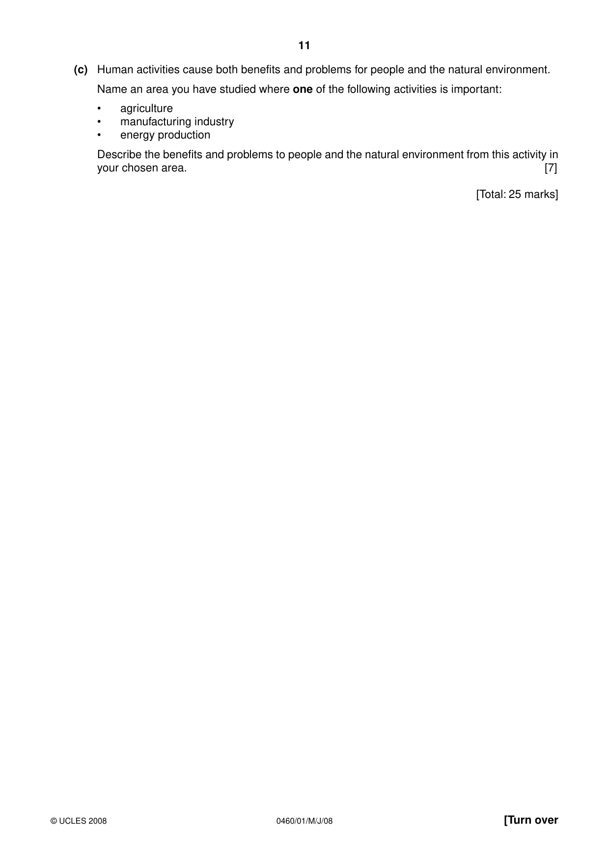 Cambridge IGCSE Geography 0460 2008 May/June Paper 1 · Variant 1 question paper, page 11 of 16