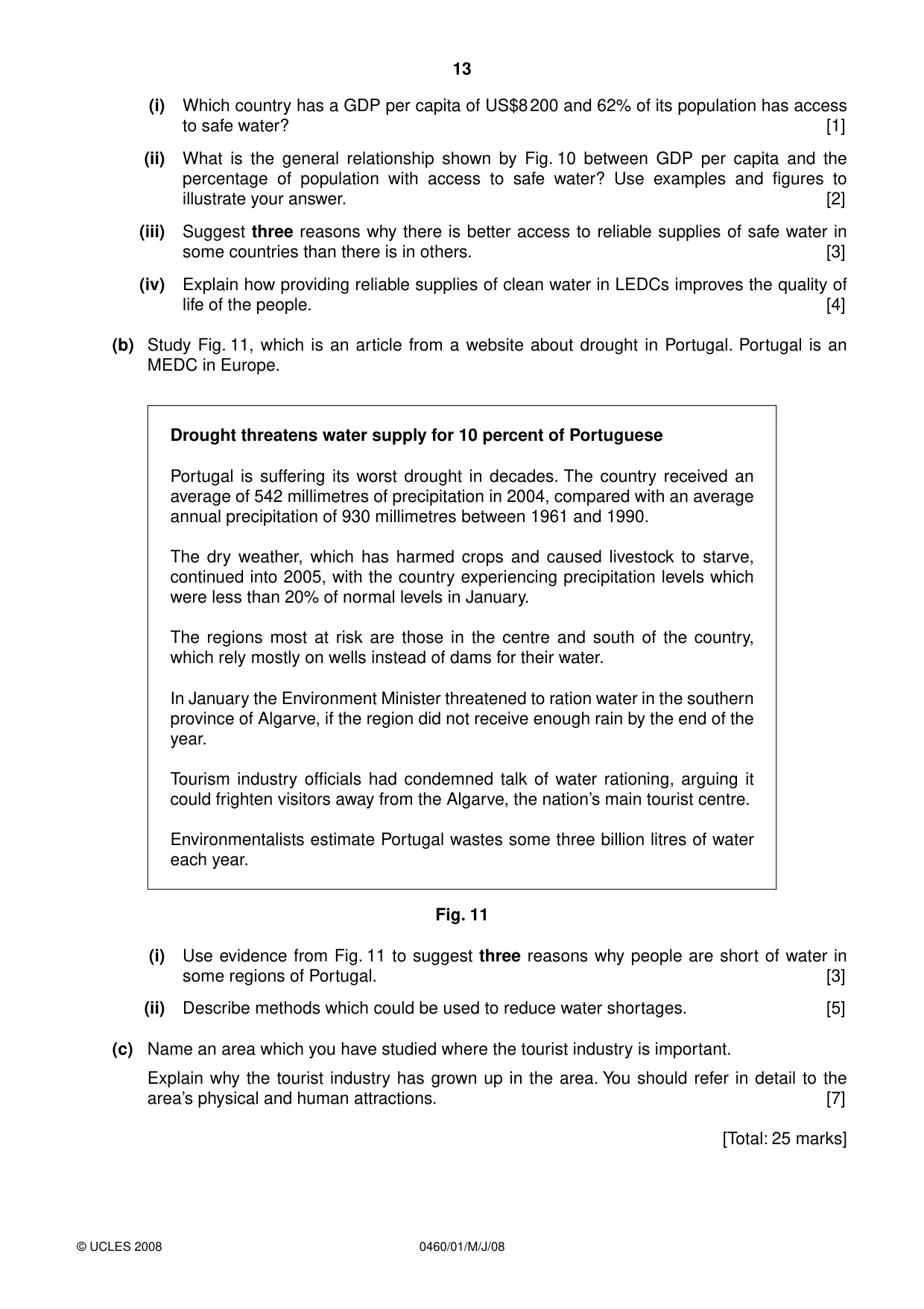 Cambridge IGCSE Geography 0460 2008 May/June Paper 1 · Variant 1 question paper, page 13 of 16