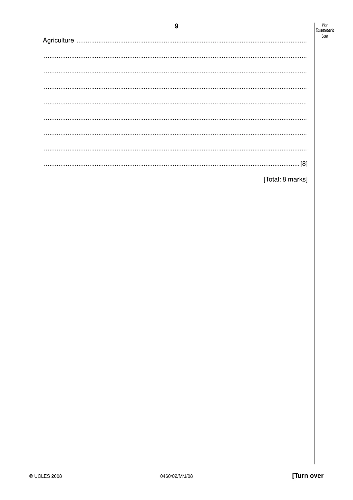 Cambridge IGCSE Geography 0460 2008 May/June Paper 2 · Variant 1 question paper, page 9 of 16