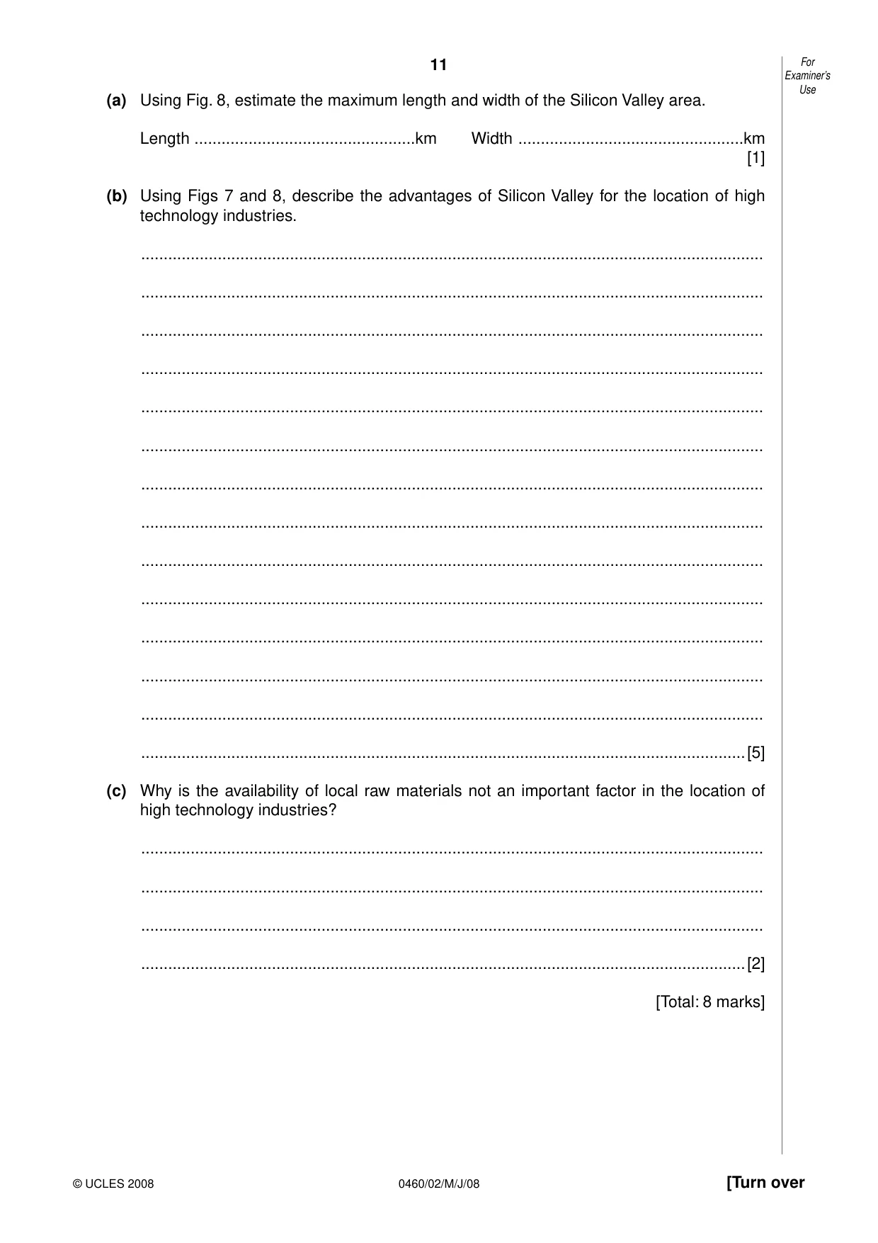 Cambridge IGCSE Geography 0460 2008 May/June Paper 2 · Variant 1 question paper, page 11 of 16
