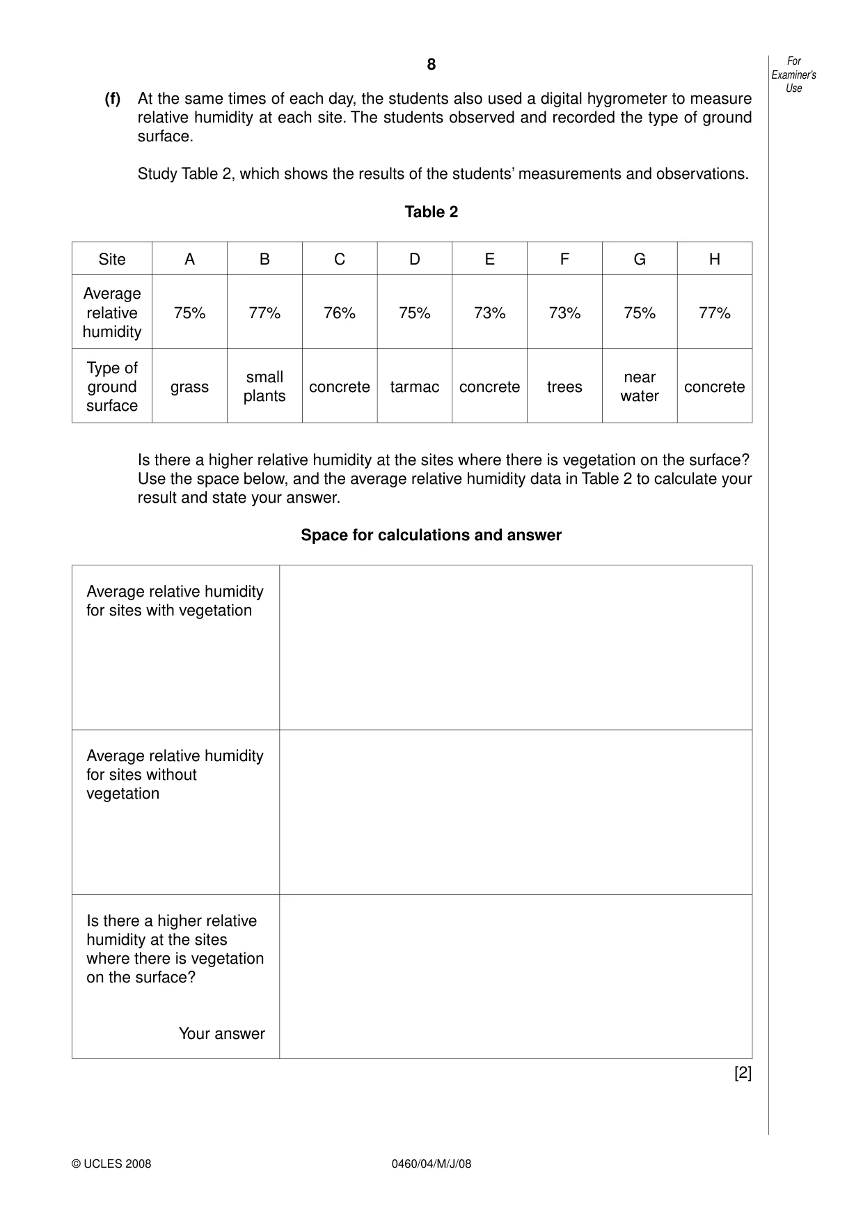 Cambridge IGCSE Geography 0460 2008 May/June Paper 4 · Variant 1 question paper, page 8 of 16