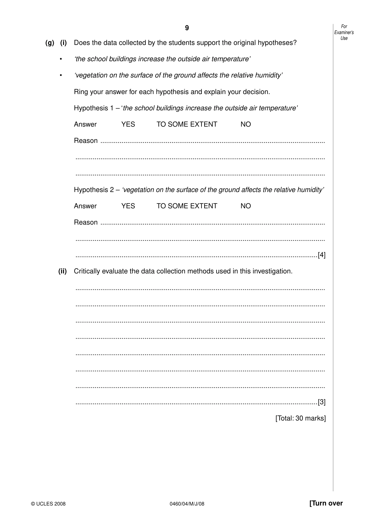 Cambridge IGCSE Geography 0460 2008 May/June Paper 4 · Variant 1 question paper, page 9 of 16