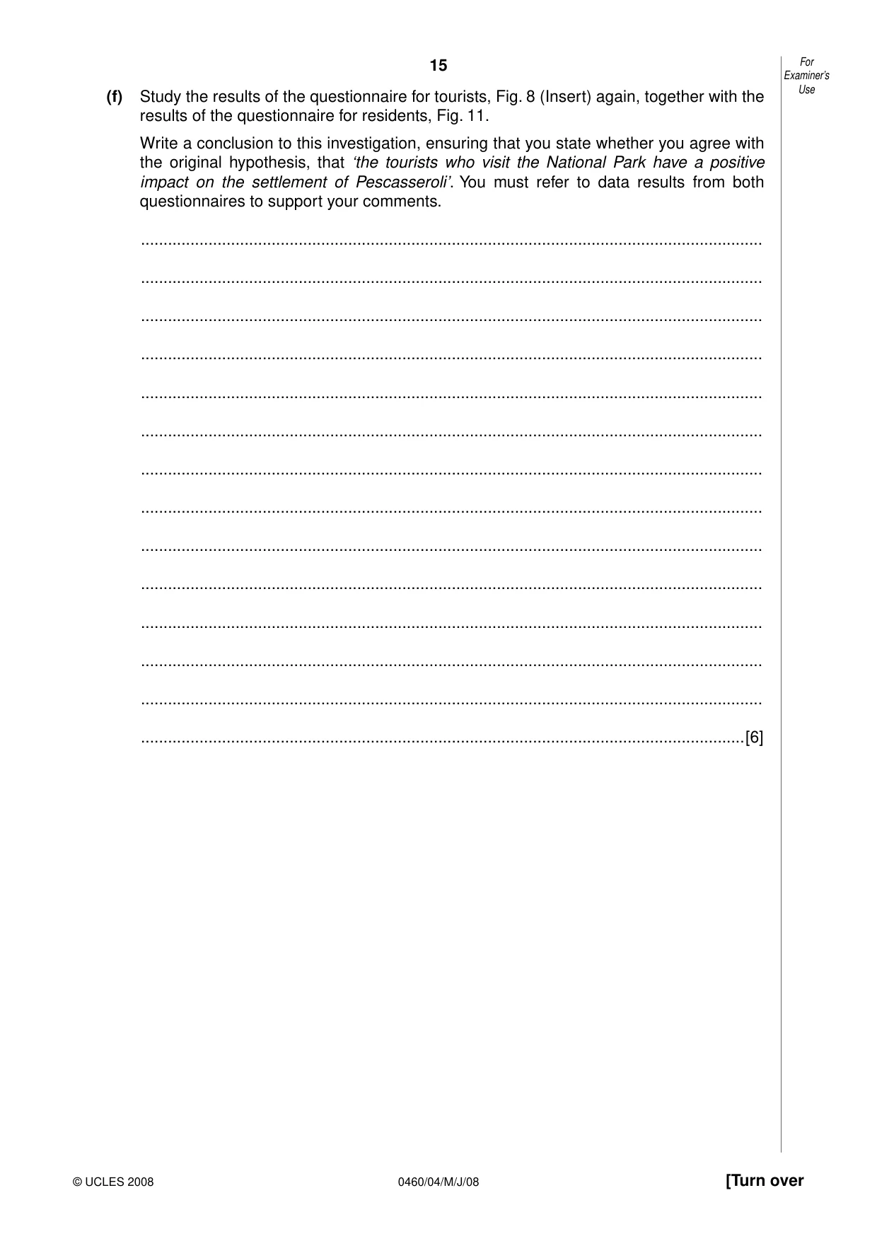 Cambridge IGCSE Geography 0460 2008 May/June Paper 4 · Variant 1 question paper, page 15 of 16