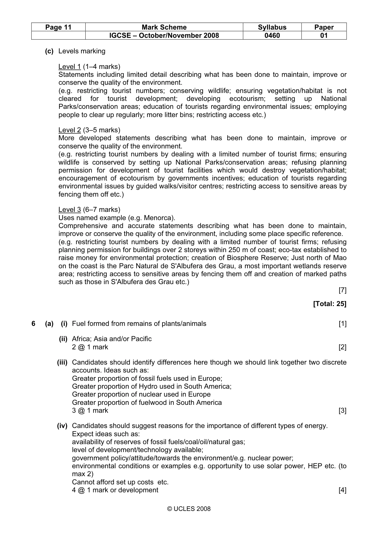 Mark scheme, page 11 of 12