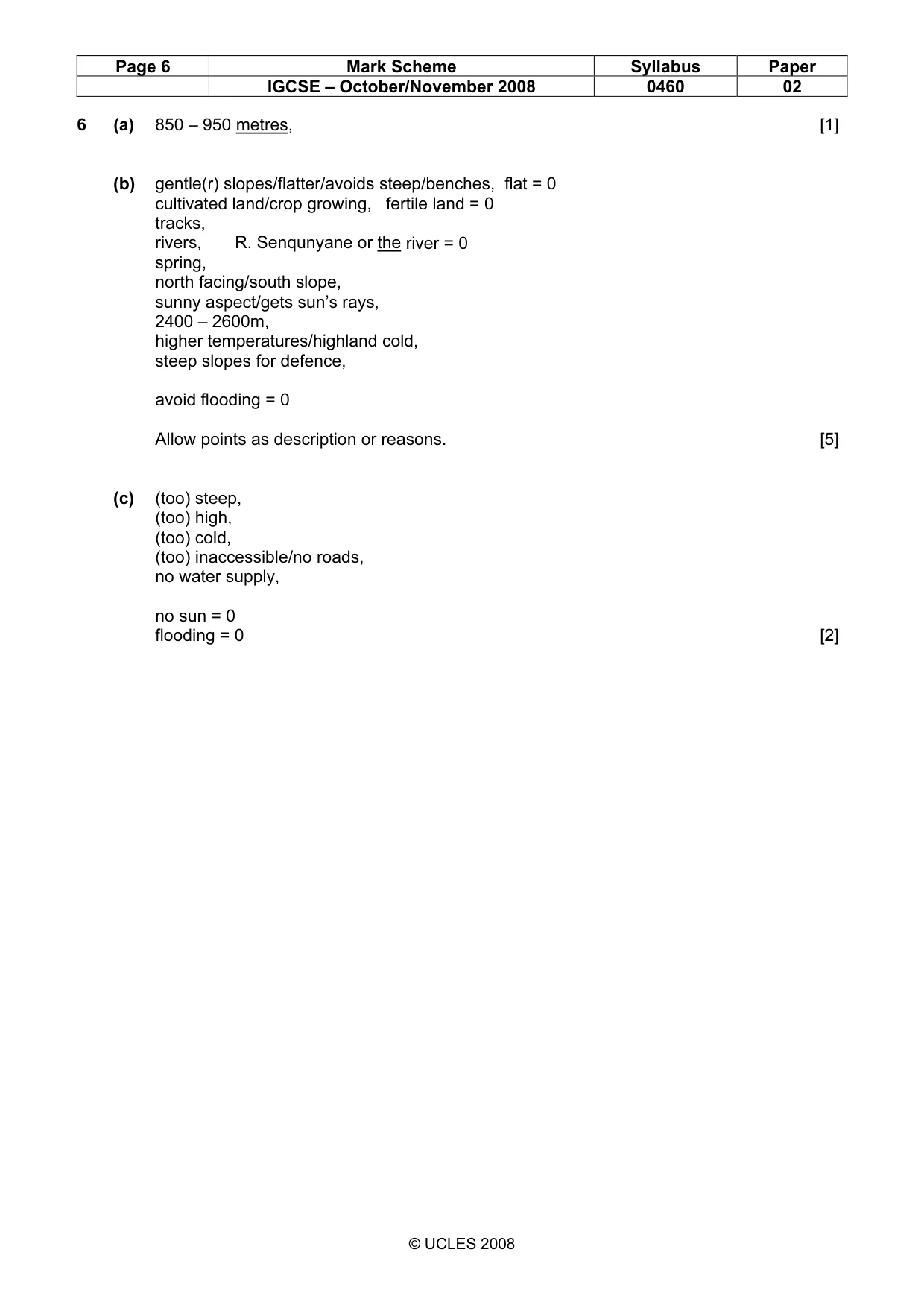 Mark scheme, page 6 of 6