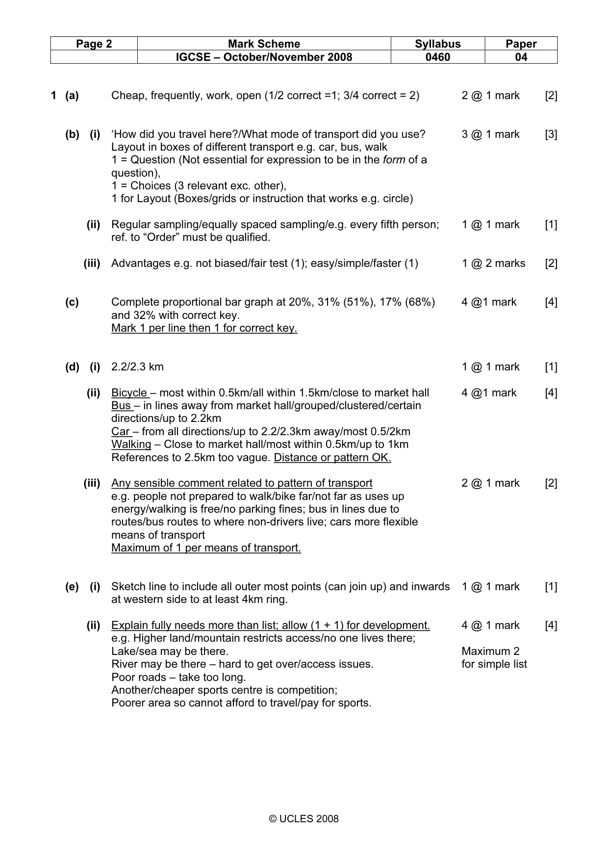 Mark scheme, page 2 of 4