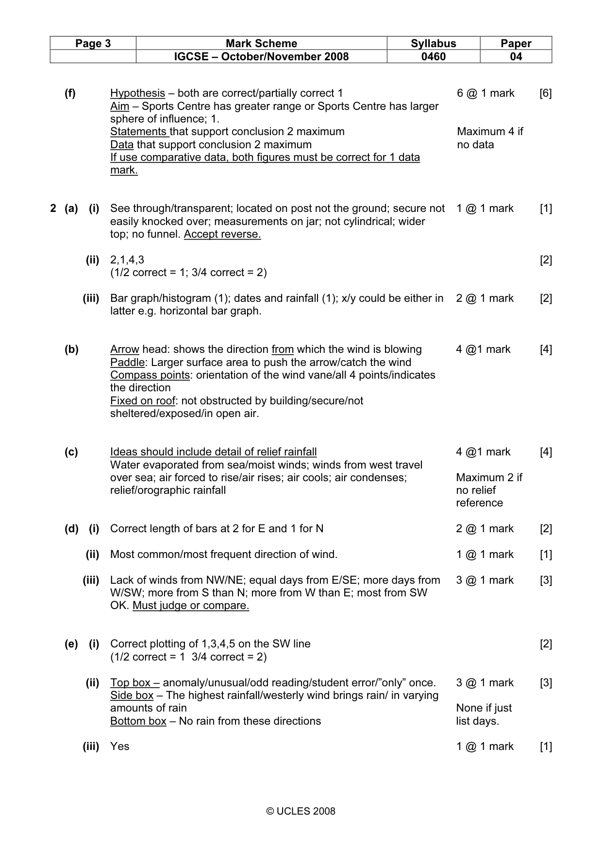 Mark scheme, page 3 of 4