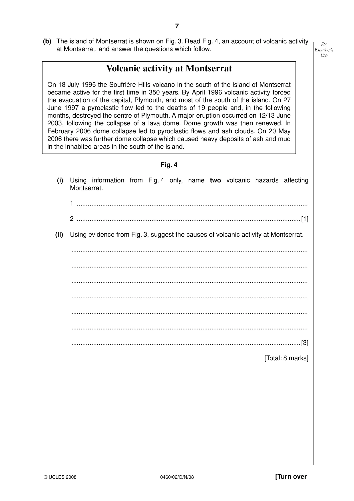 Cambridge IGCSE Geography 0460 2008 Oct/Nov Paper 2 · Variant 1 question paper, page 7 of 16