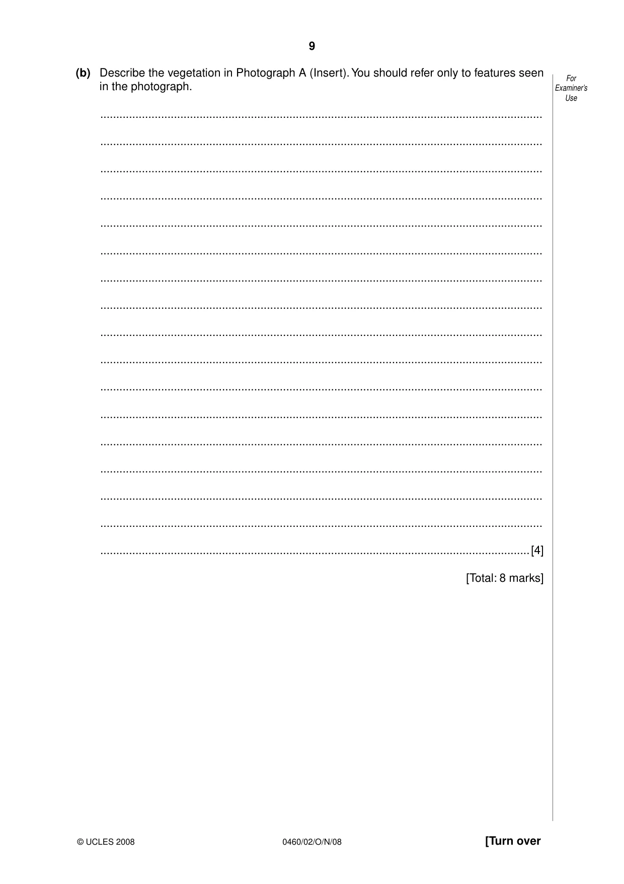 Cambridge IGCSE Geography 0460 2008 Oct/Nov Paper 2 · Variant 1 question paper, page 9 of 16