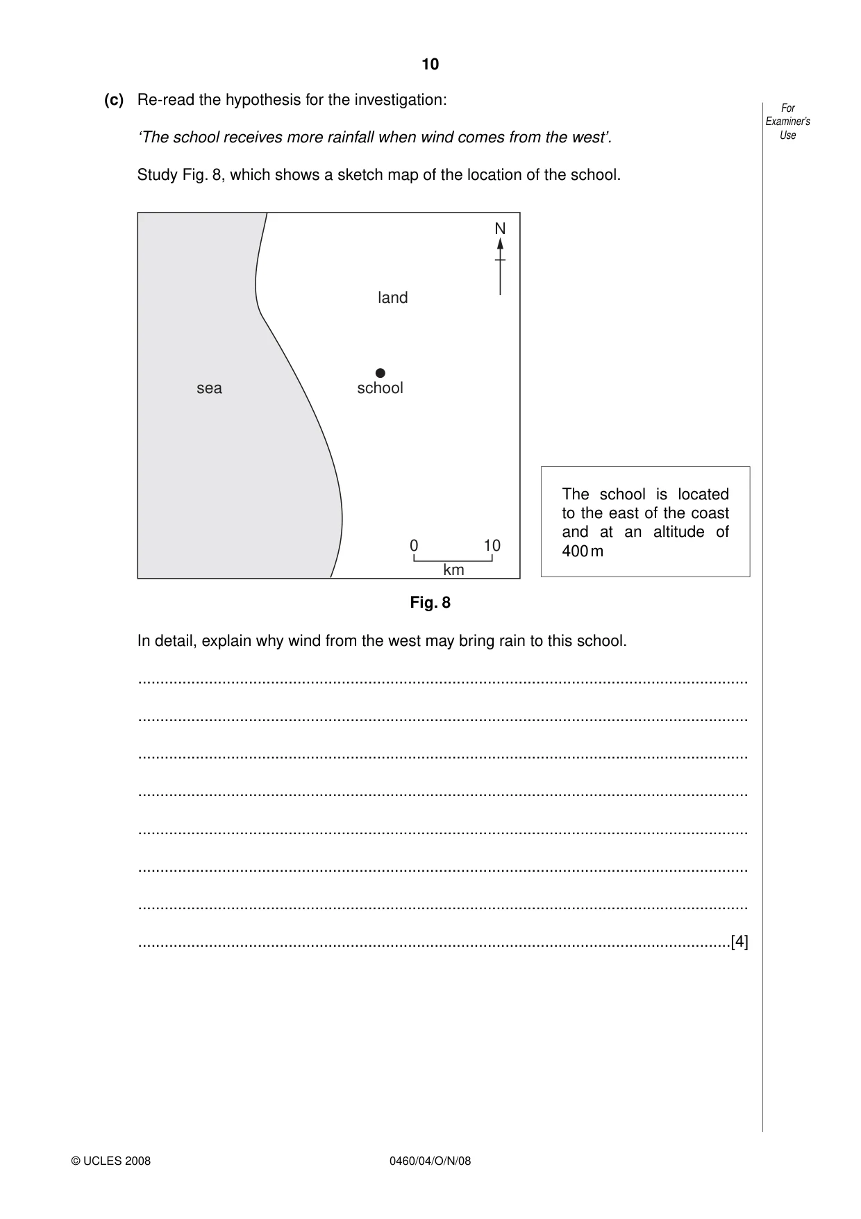 Cambridge IGCSE Geography 0460 2008 Oct/Nov Paper 4 · Variant 1 question paper, page 10 of 16