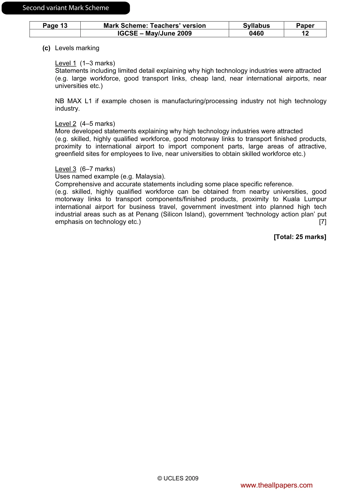 Mark scheme, page 29 of 31