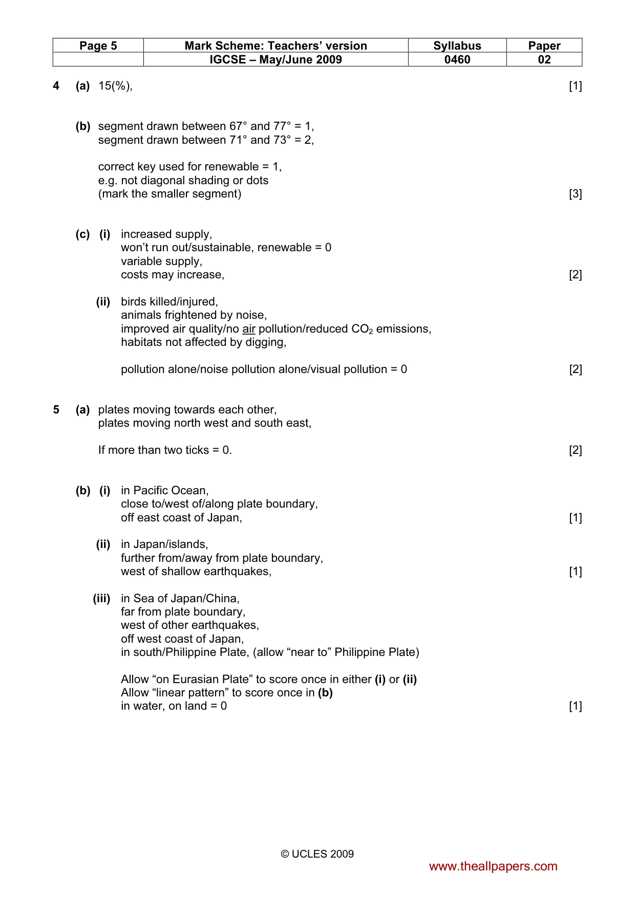 Mark scheme, page 5 of 6