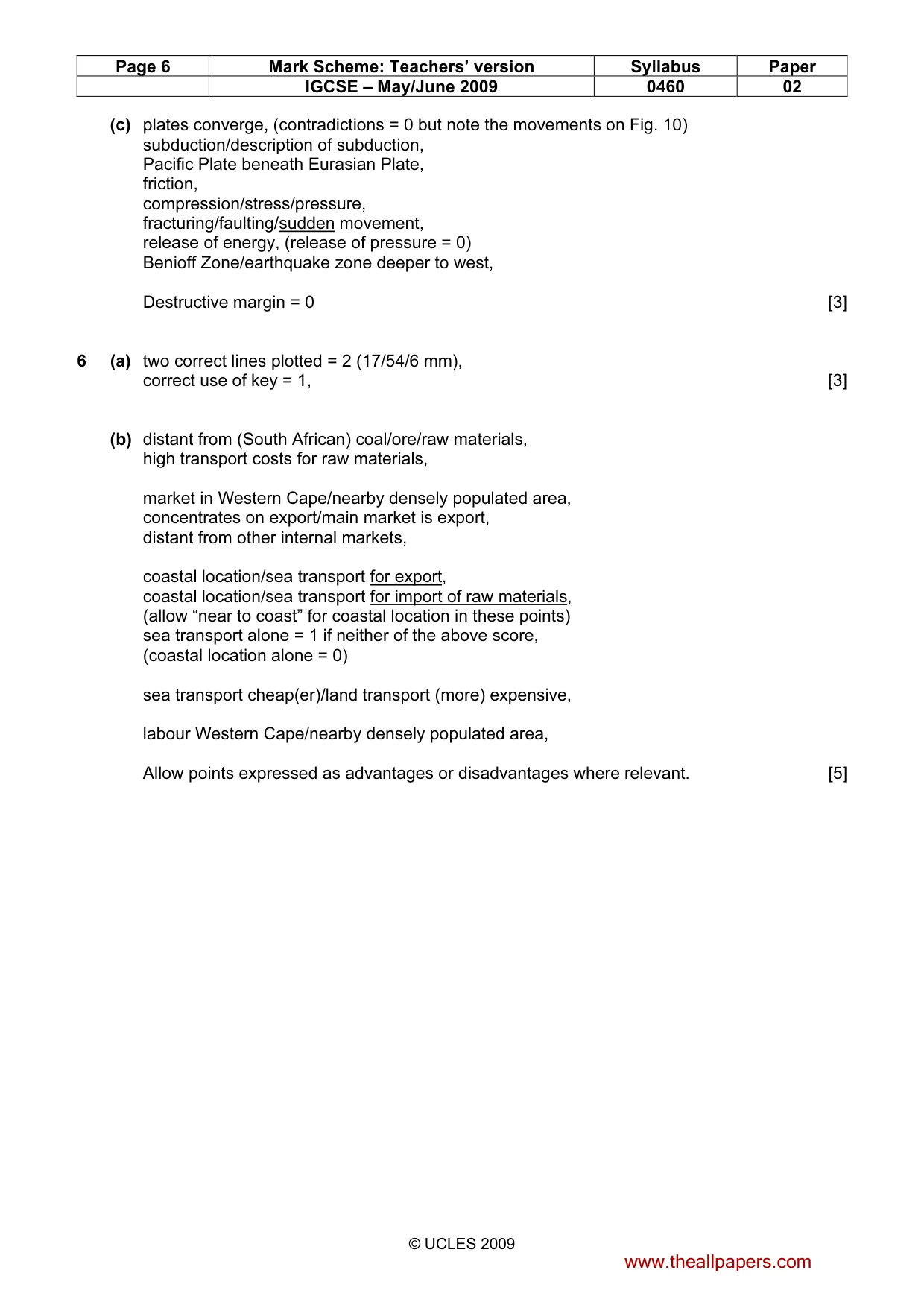 Mark scheme, page 6 of 6