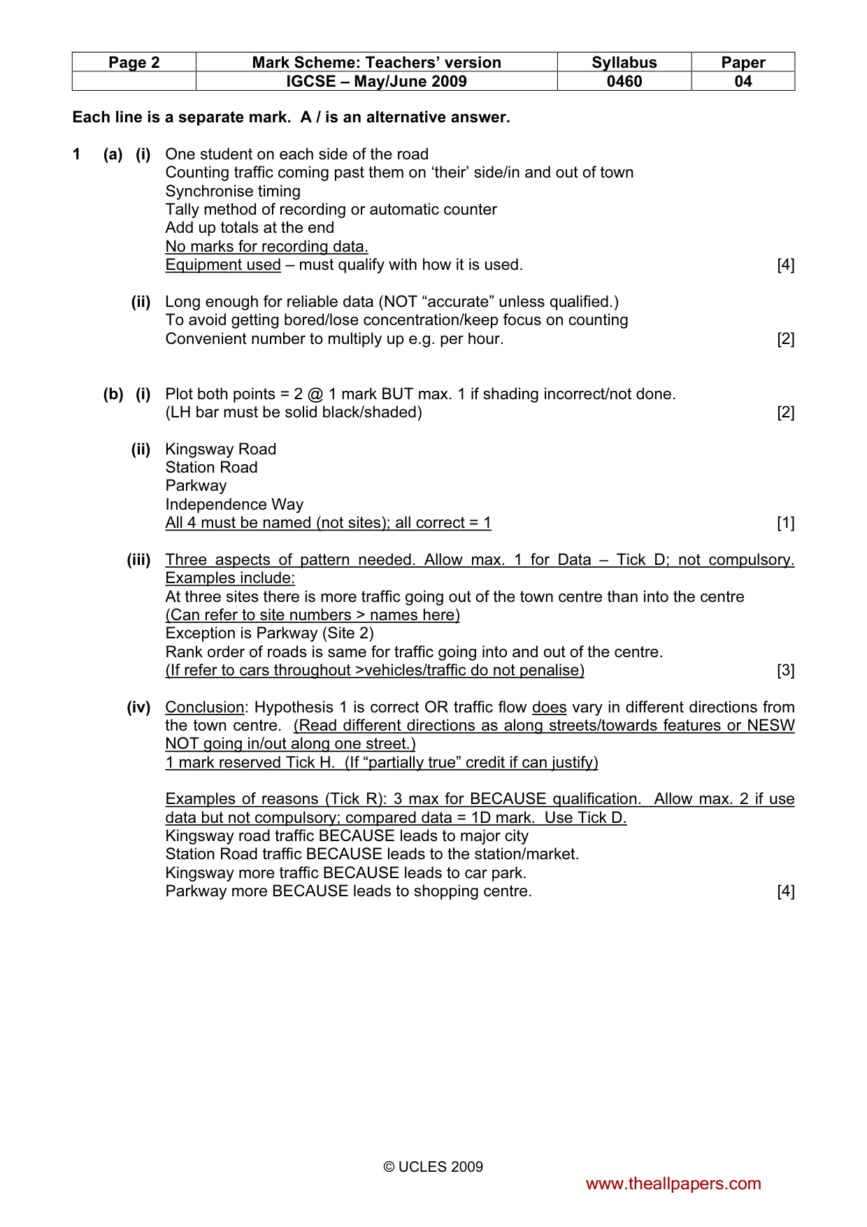 Mark scheme, page 2 of 5