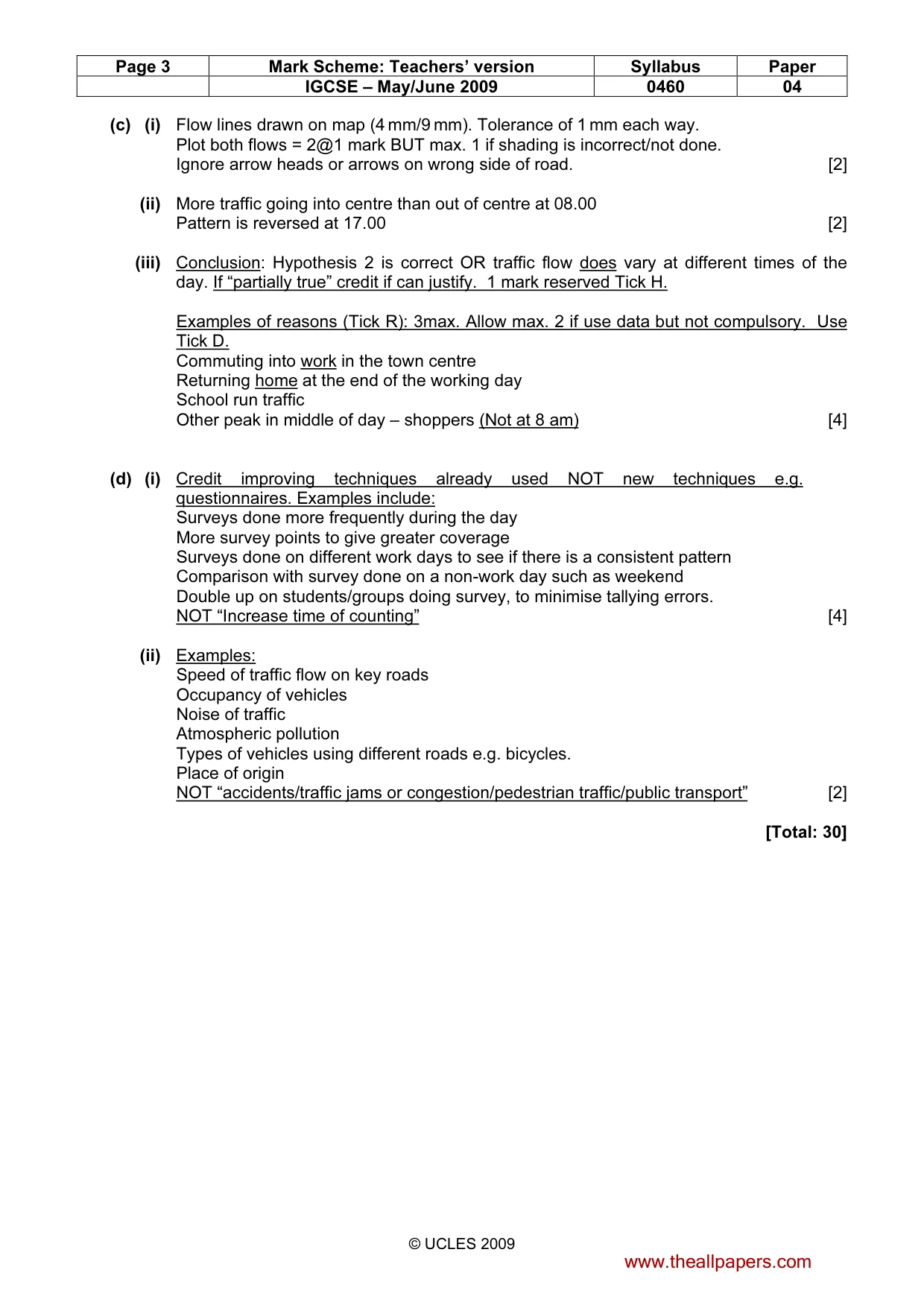 Mark scheme, page 3 of 5