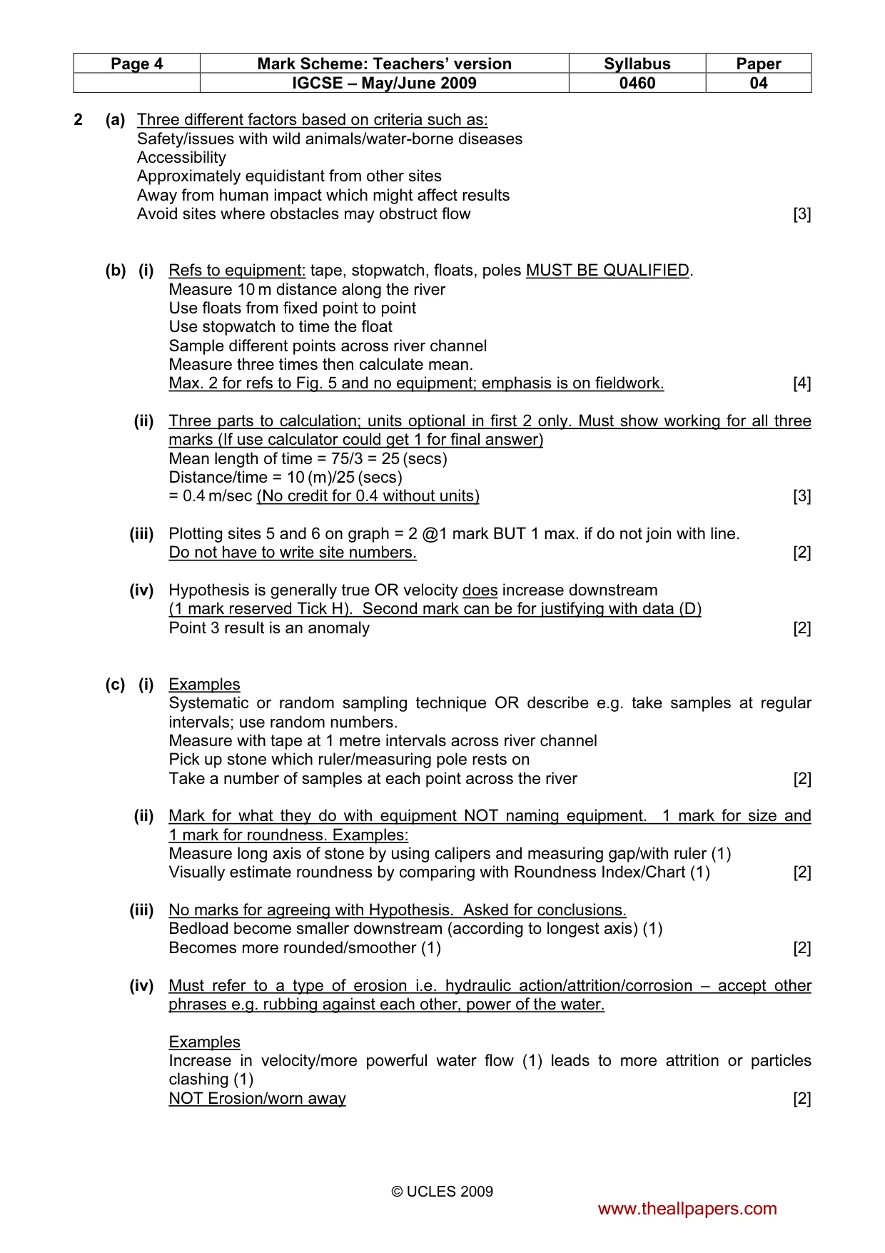 Mark scheme, page 4 of 5