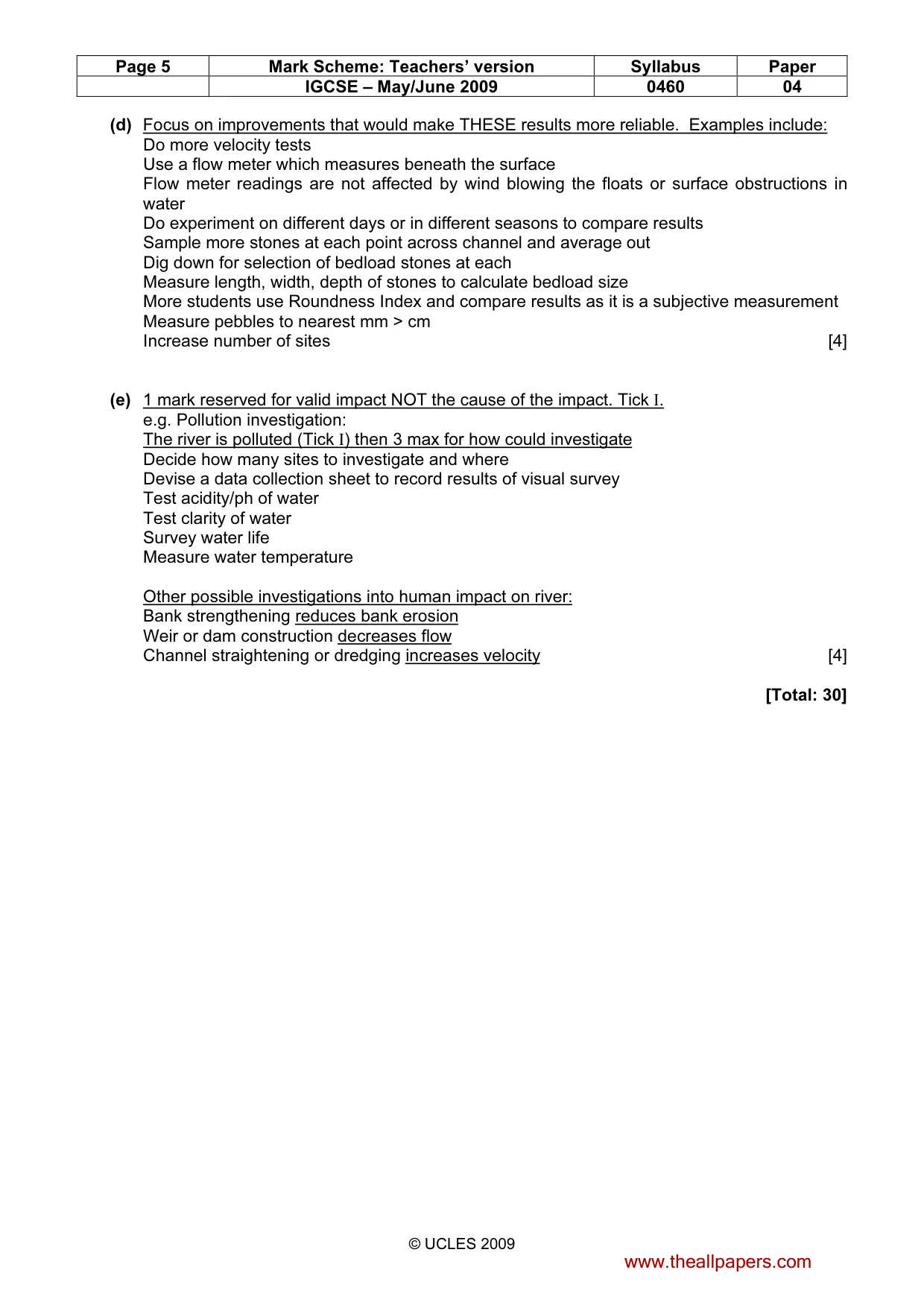 Mark scheme, page 5 of 5