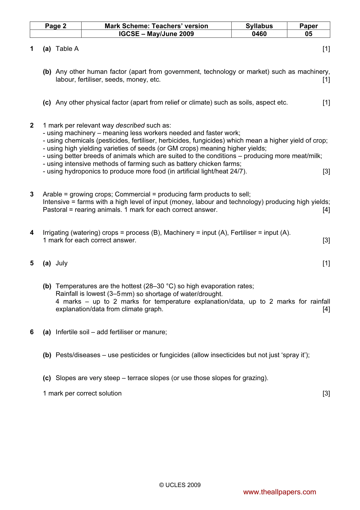Mark scheme, page 2 of 5