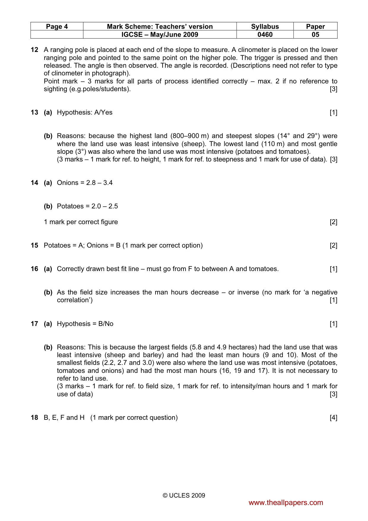 Mark scheme, page 4 of 5