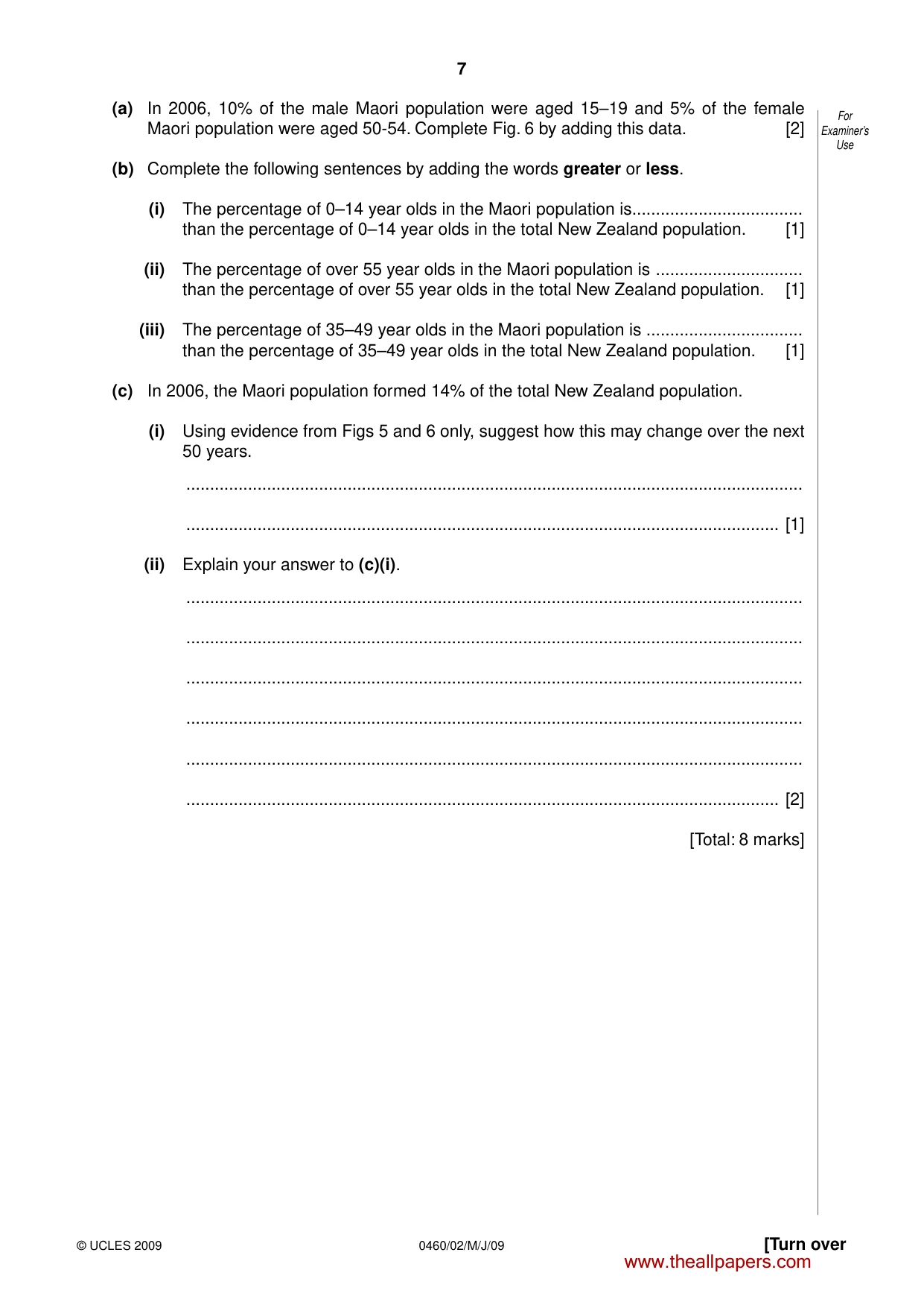 Cambridge IGCSE Geography 0460 2009 May/June Paper 2 · Variant 1 question paper, page 7 of 16