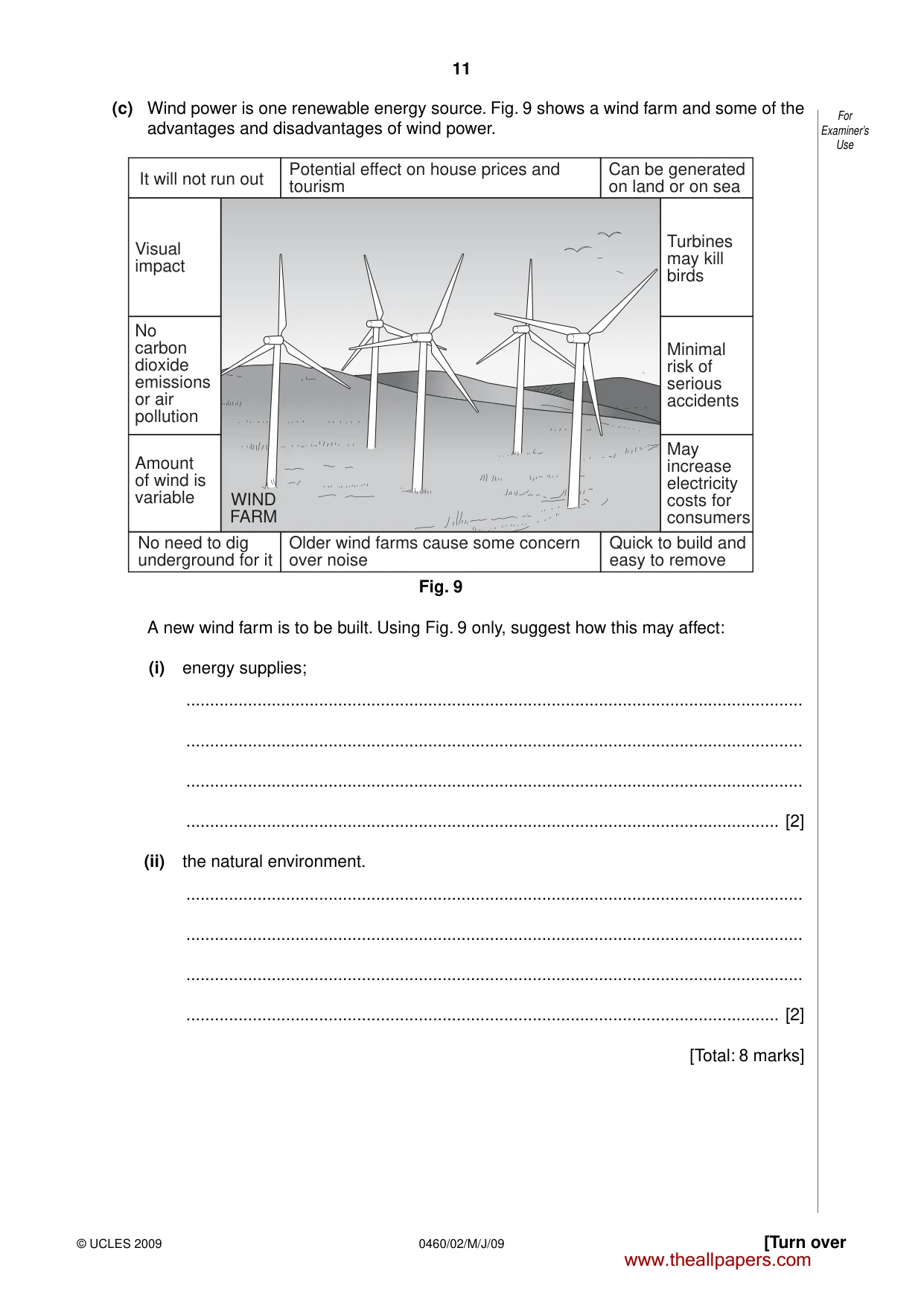 Cambridge IGCSE Geography 0460 2009 May/June Paper 2 · Variant 1 question paper, page 11 of 16