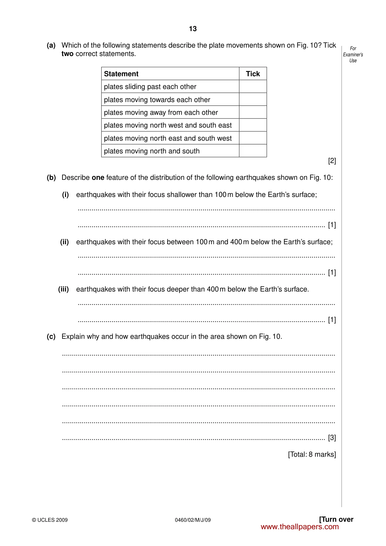 Cambridge IGCSE Geography 0460 2009 May/June Paper 2 · Variant 1 question paper, page 13 of 16