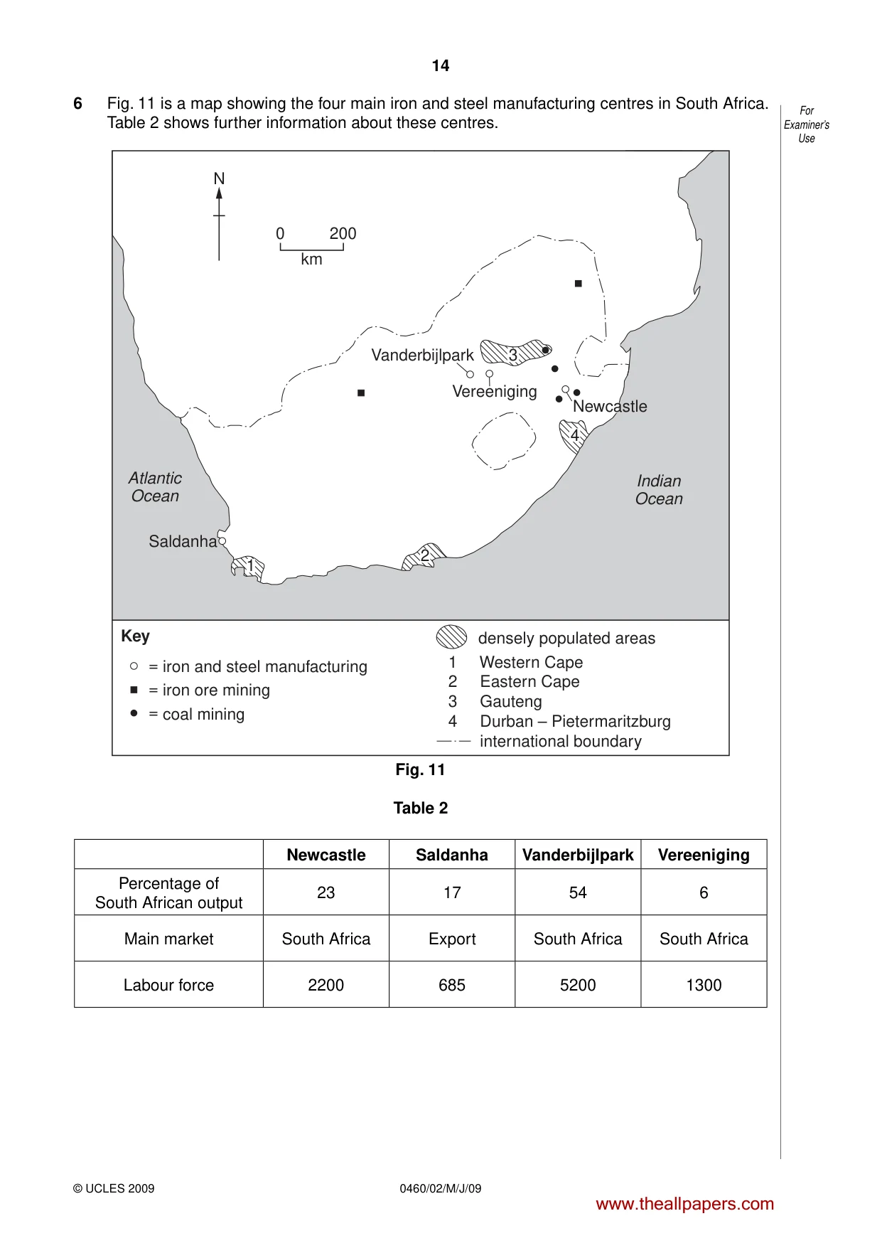 Cambridge IGCSE Geography 0460 2009 May/June Paper 2 · Variant 1 question paper, page 14 of 16