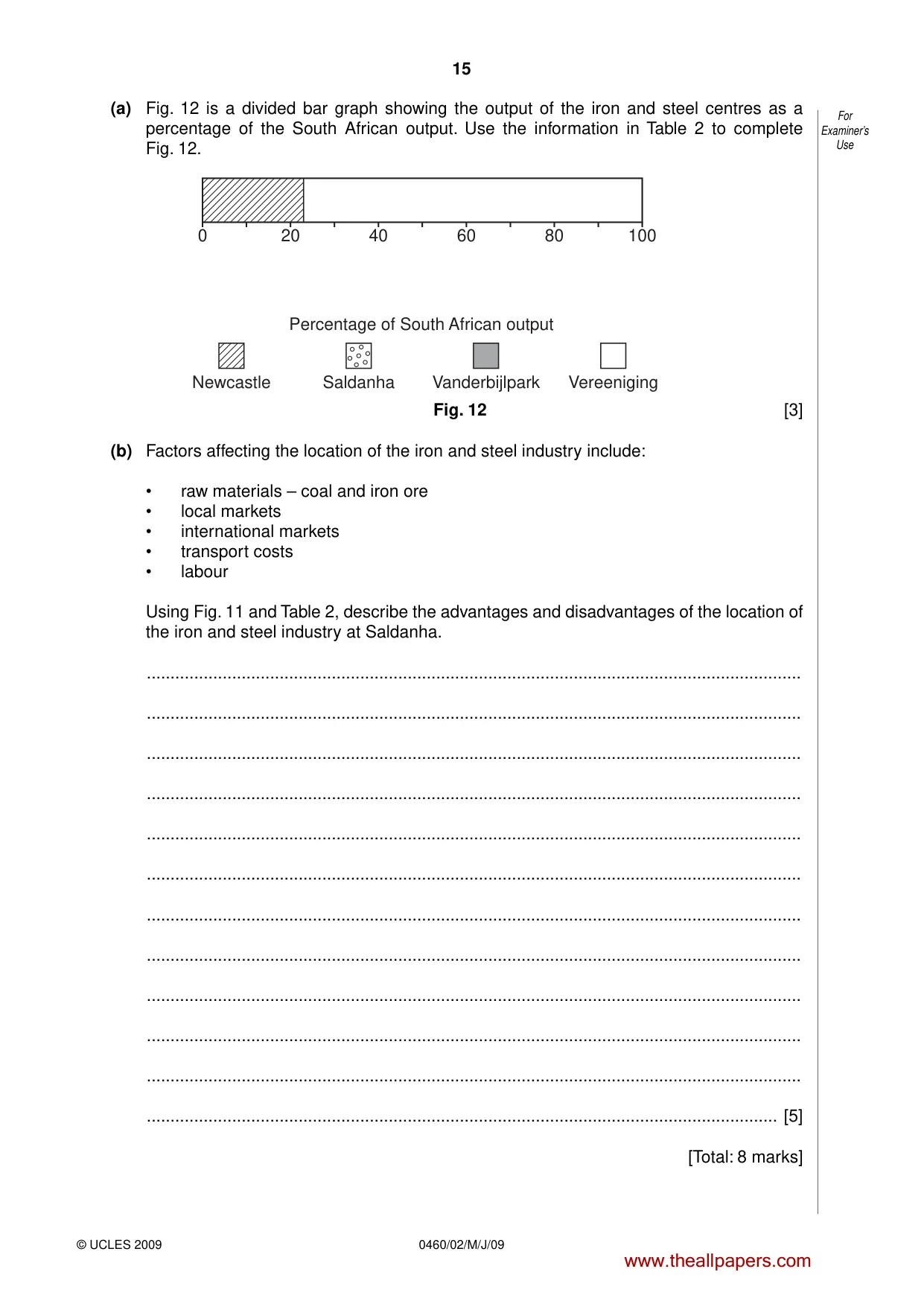 Cambridge IGCSE Geography 0460 2009 May/June Paper 2 · Variant 1 question paper, page 15 of 16