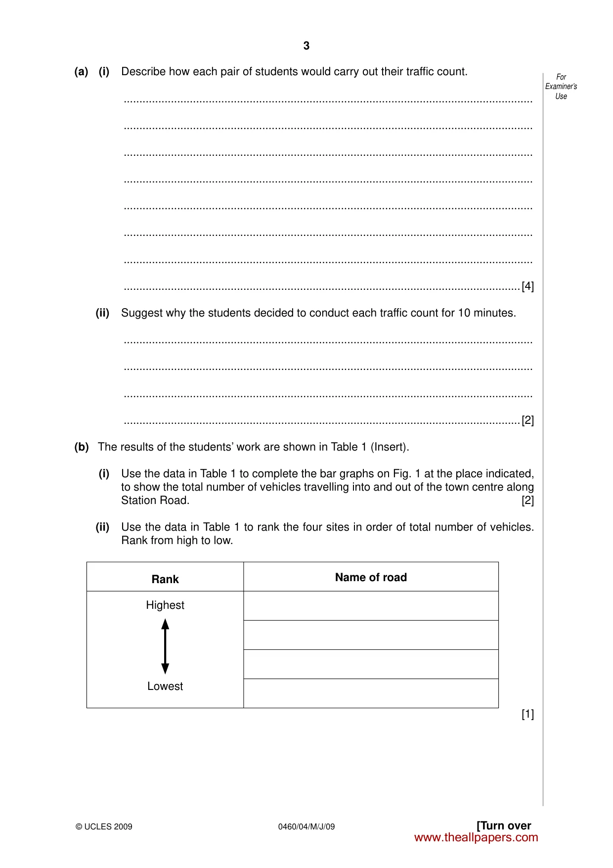 Cambridge IGCSE Geography 0460 2009 May/June Paper 4 · Variant 1 question paper, page 3 of 12