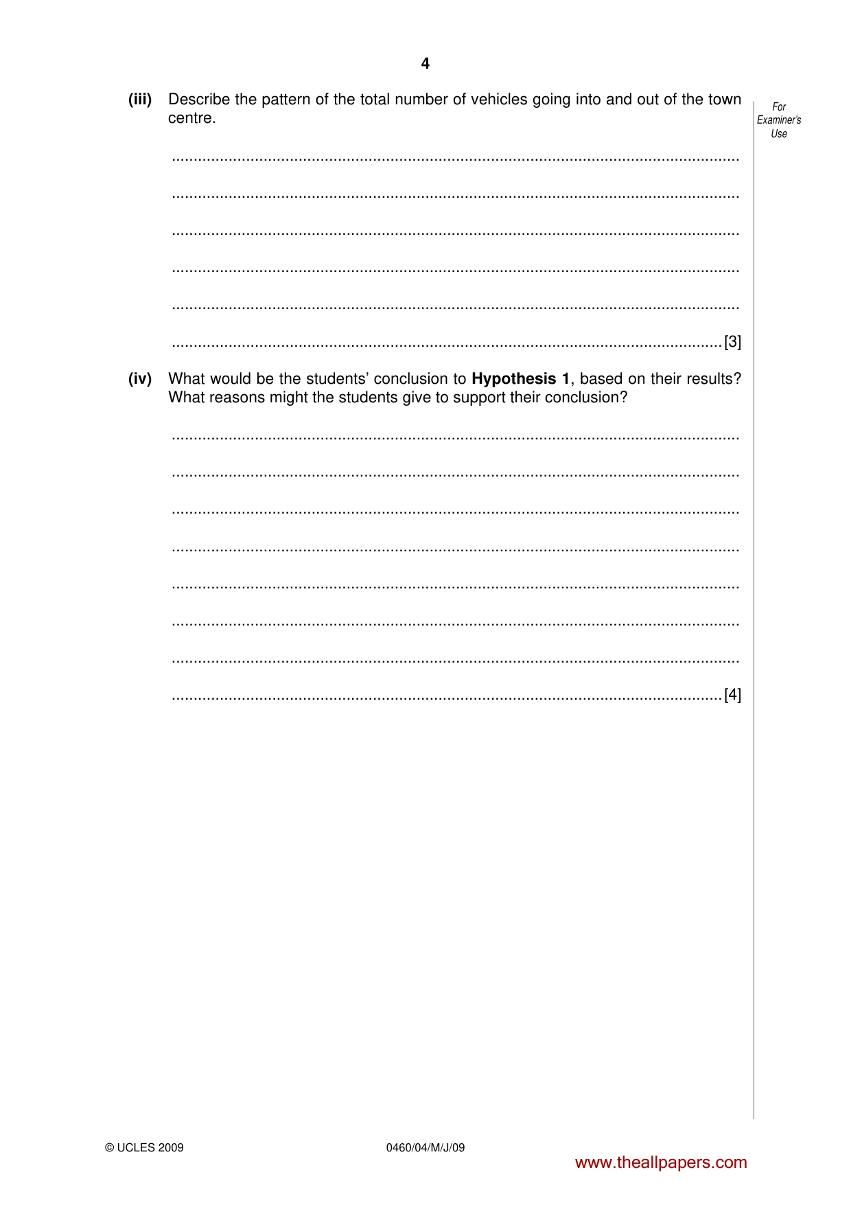 Cambridge IGCSE Geography 0460 2009 May/June Paper 4 · Variant 1 question paper, page 4 of 12