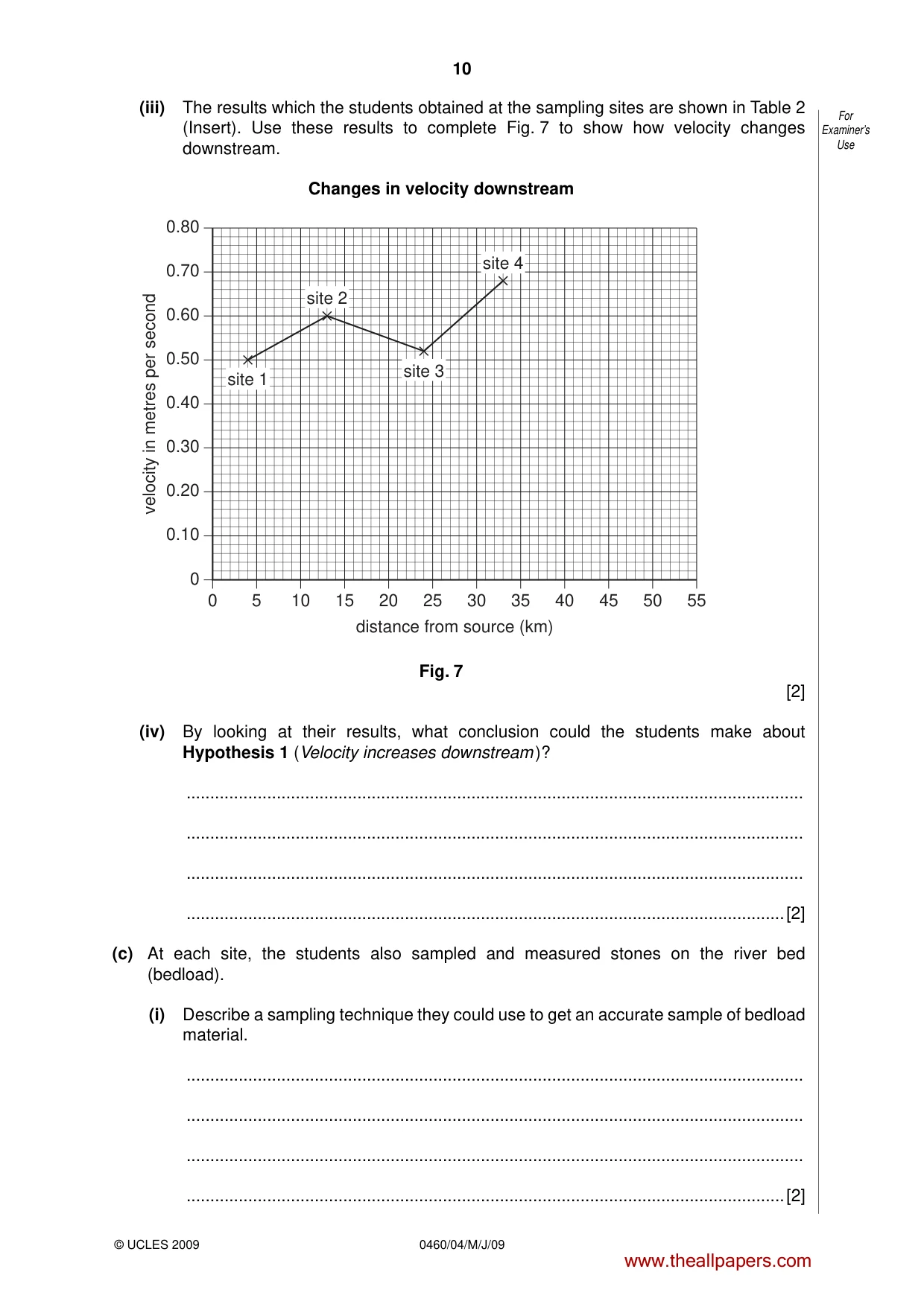 Cambridge IGCSE Geography 0460 2009 May/June Paper 4 · Variant 1 question paper, page 10 of 12