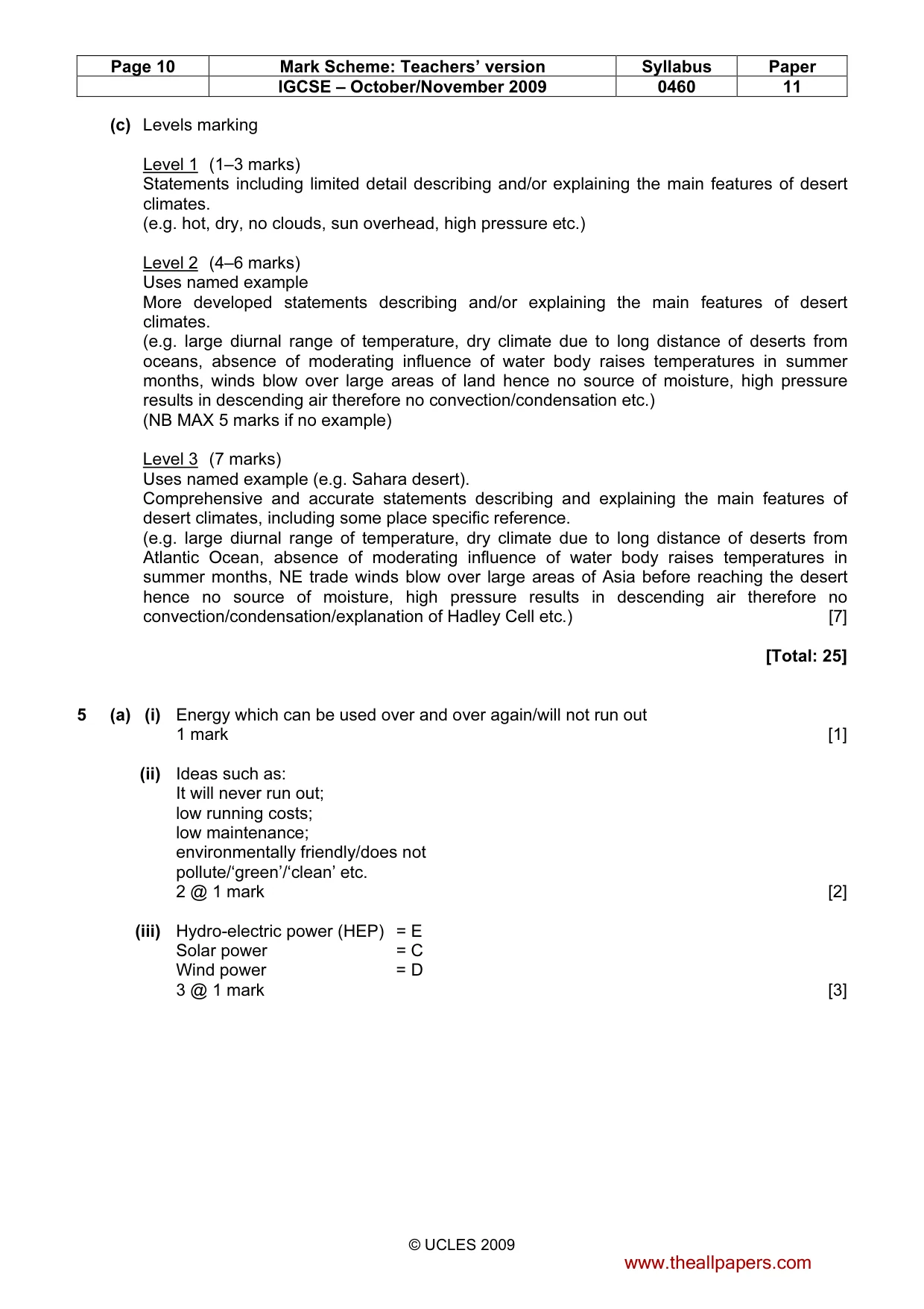 Mark scheme, page 10 of 13