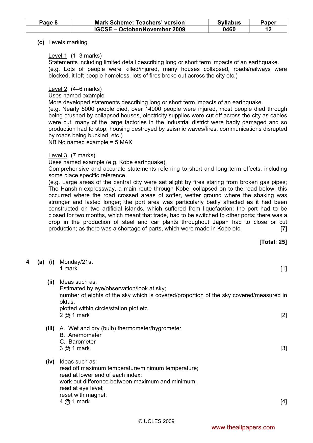 Mark scheme, page 8 of 12