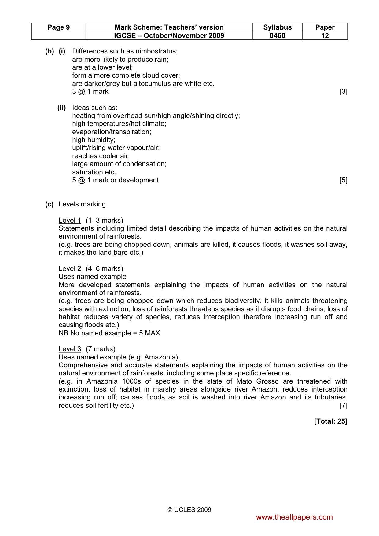 Mark scheme, page 9 of 12