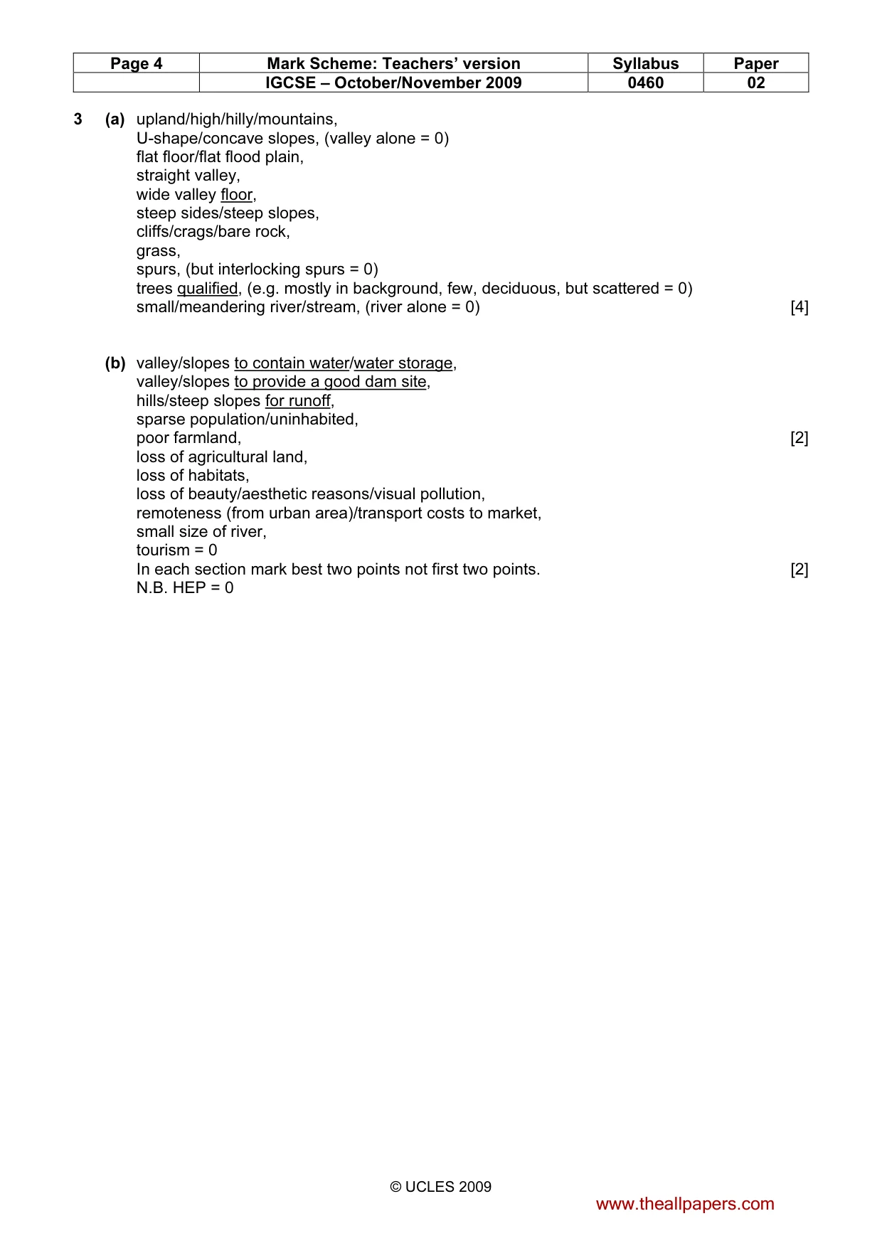Mark scheme, page 4 of 6