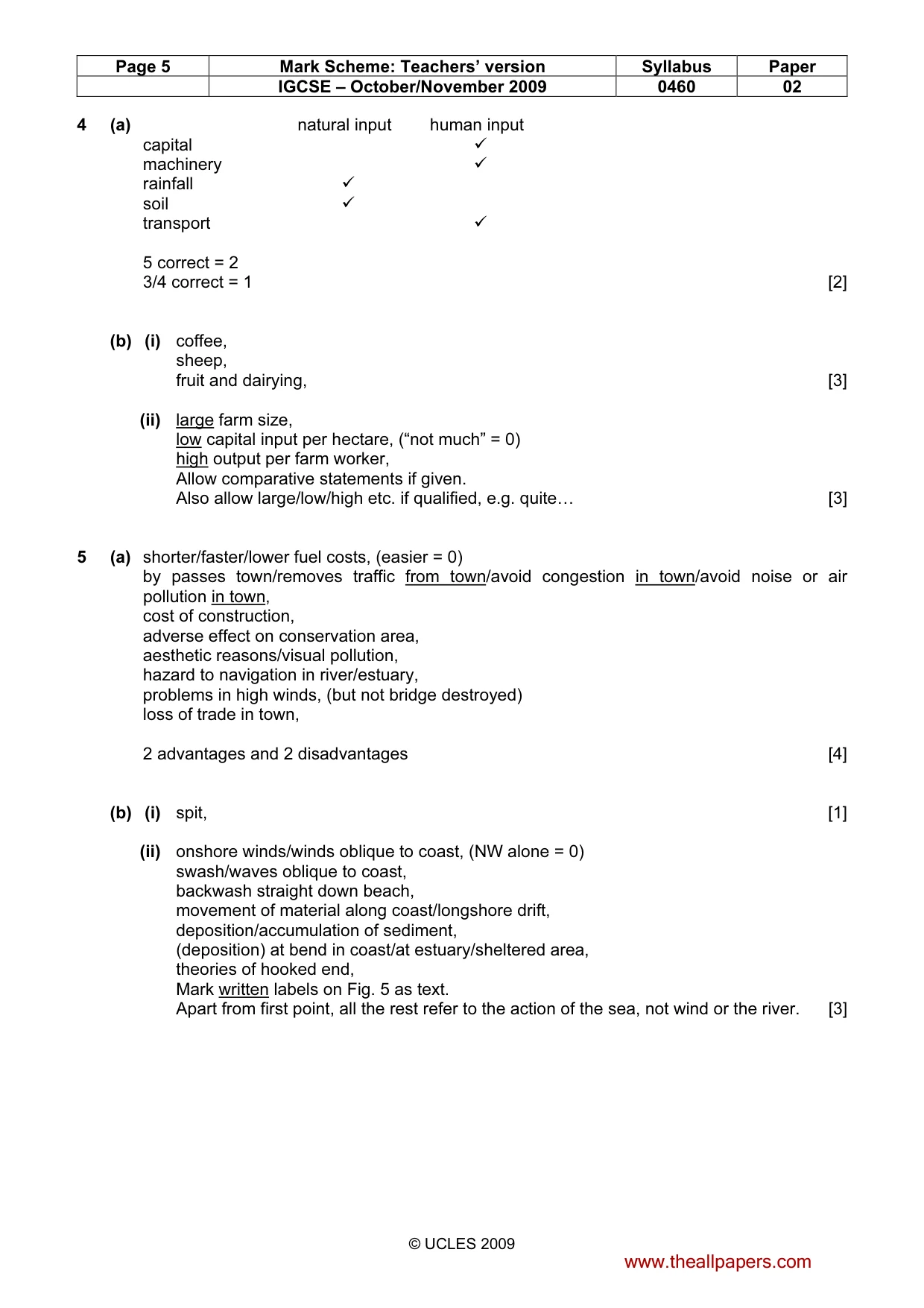 Mark scheme, page 5 of 6