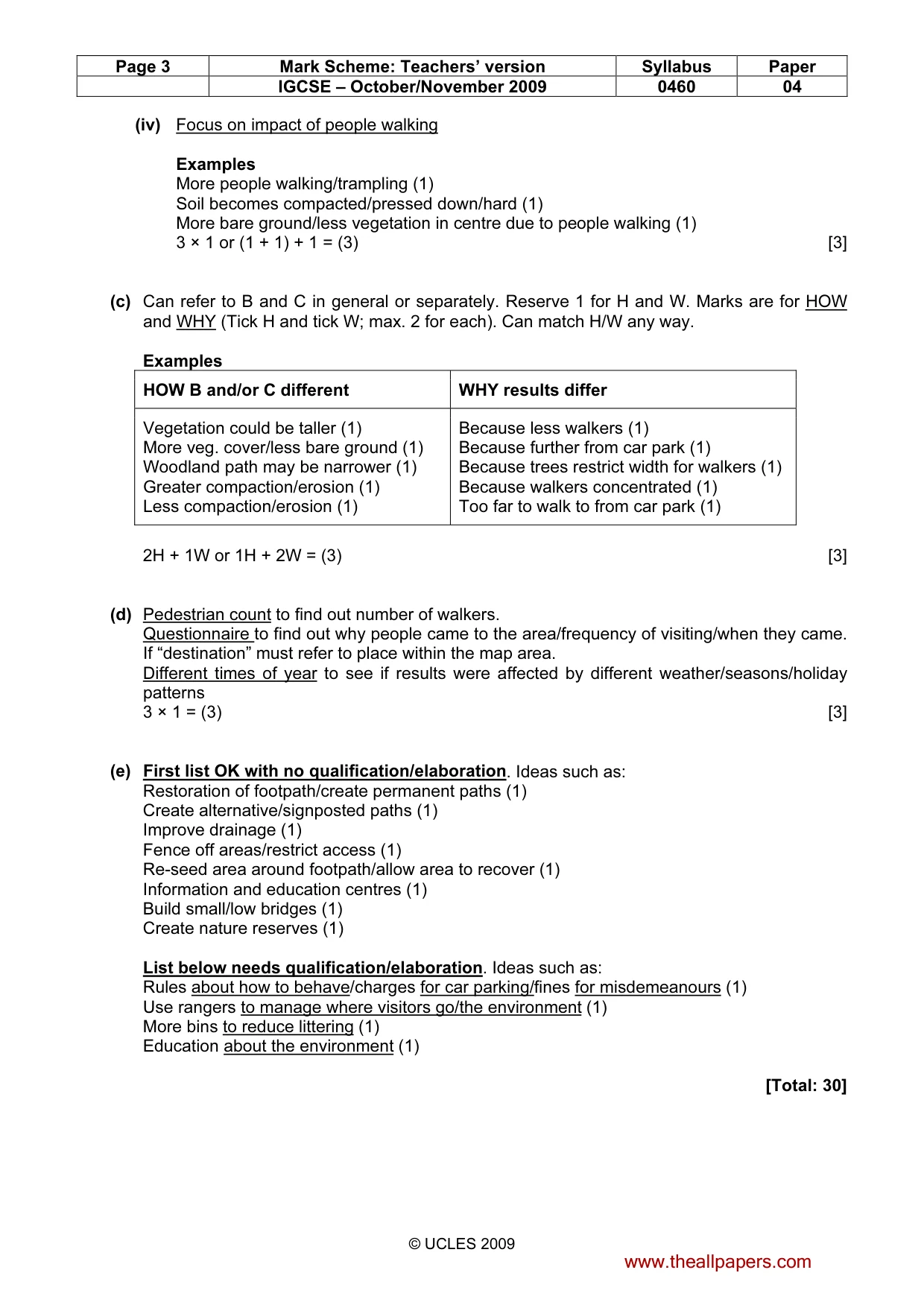 Mark scheme, page 3 of 6