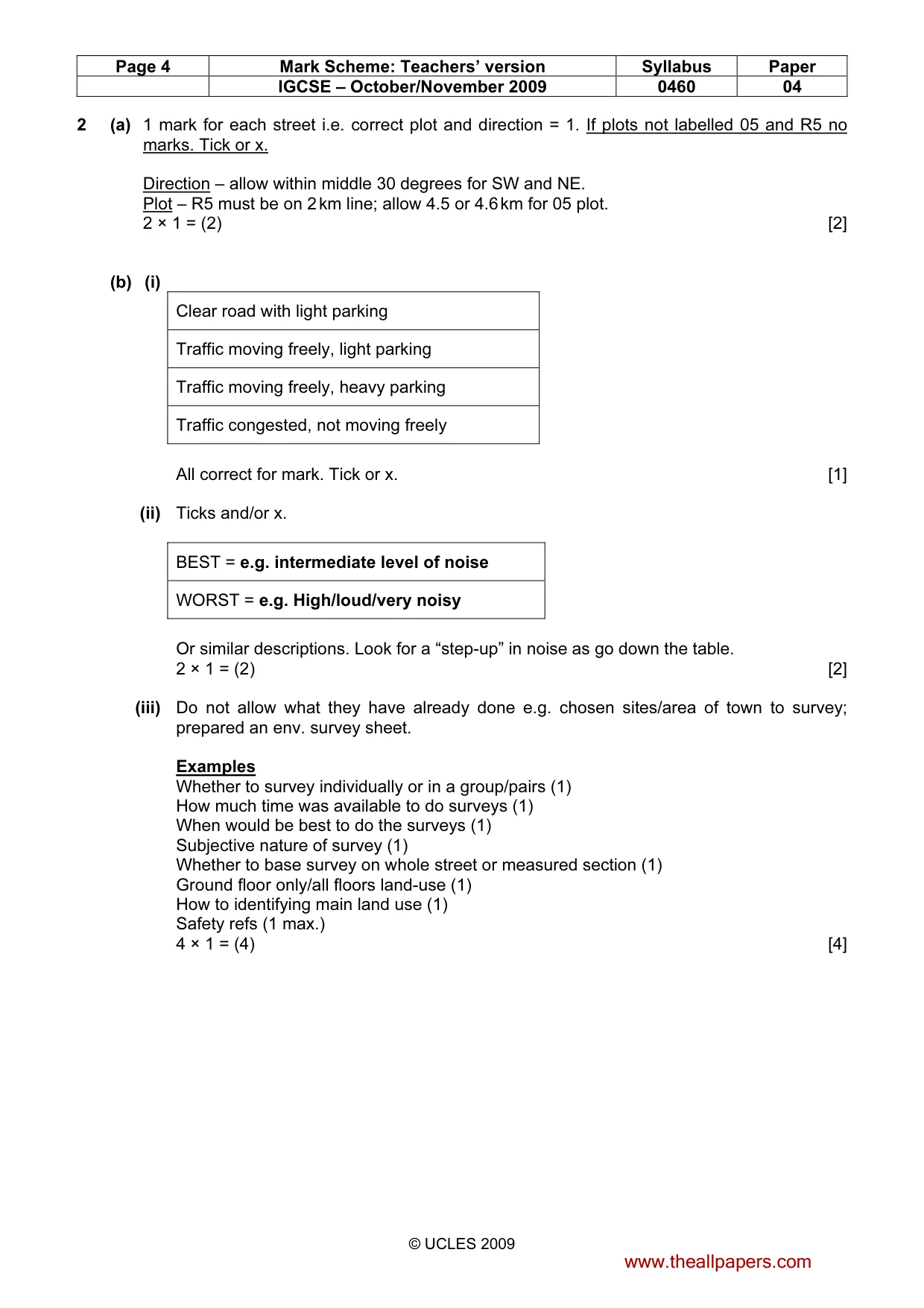 Mark scheme, page 4 of 6