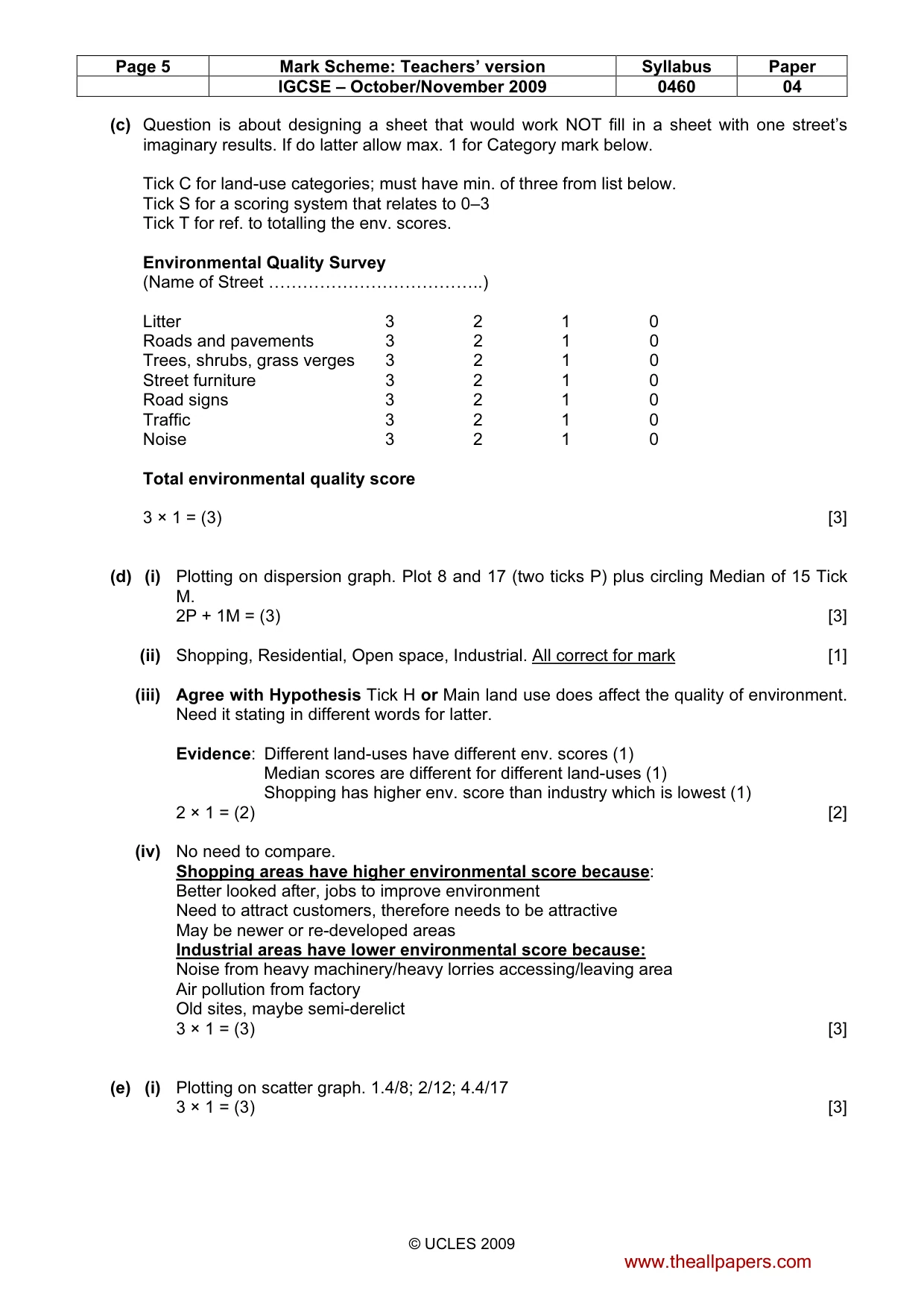 Mark scheme, page 5 of 6