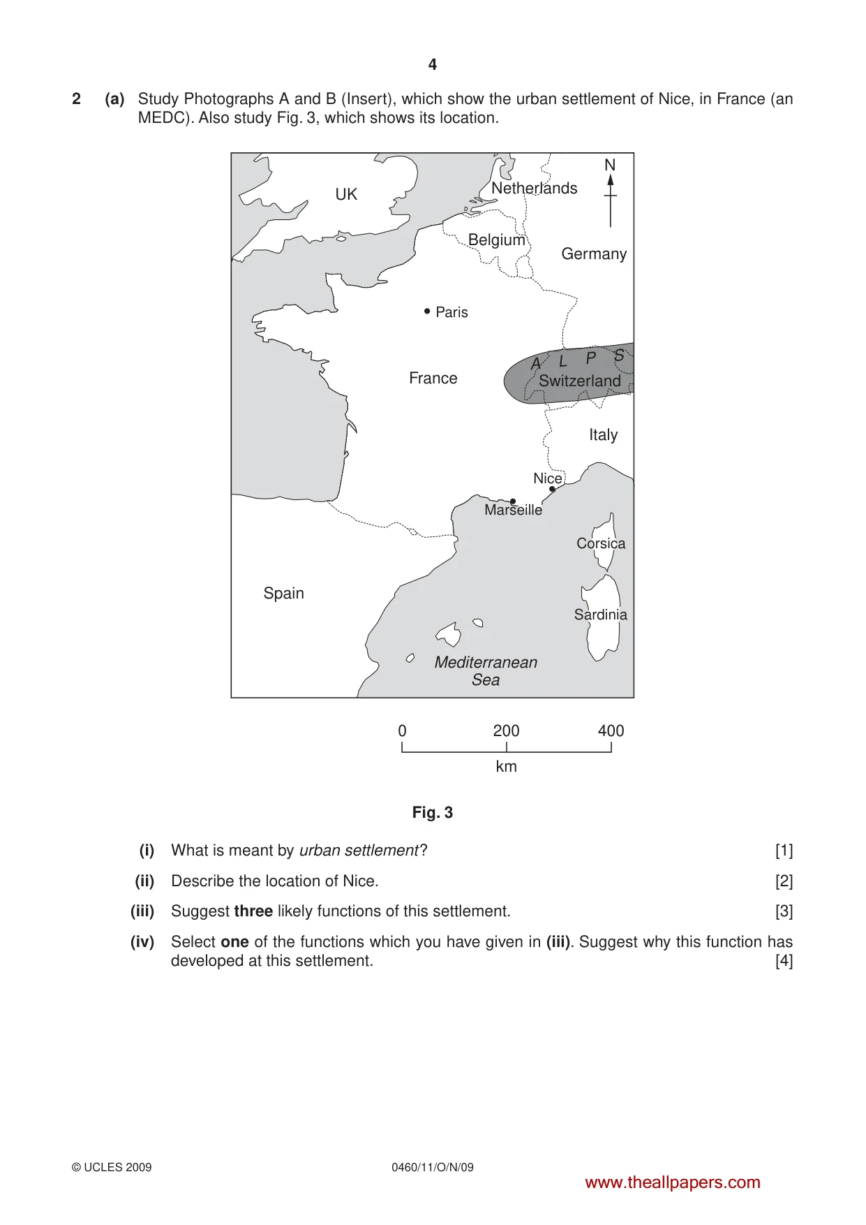 Cambridge IGCSE Geography 0460 2009 Oct/Nov Paper 1 · Variant 1 question paper, page 4 of 12