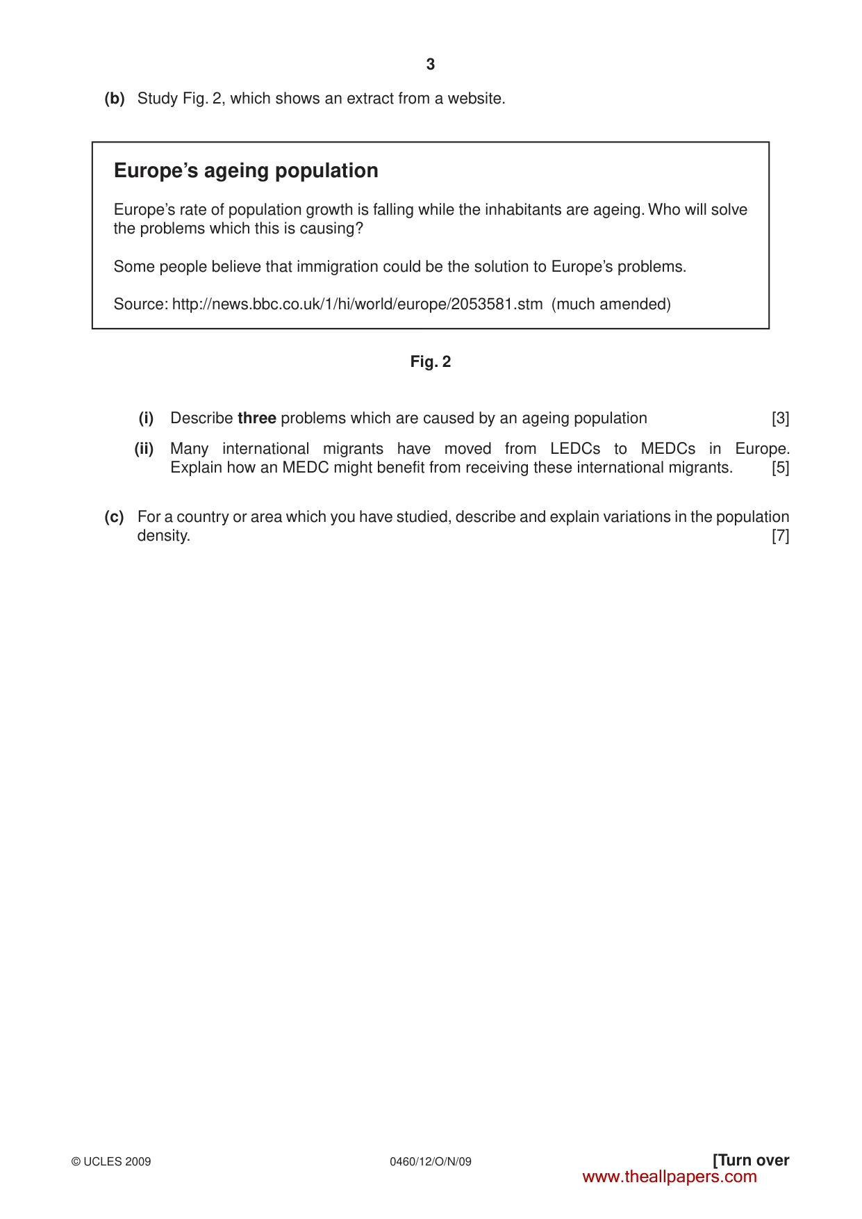 Cambridge IGCSE Geography 0460 2009 Oct/Nov Paper 1 · Variant 2 question paper, page 3 of 16