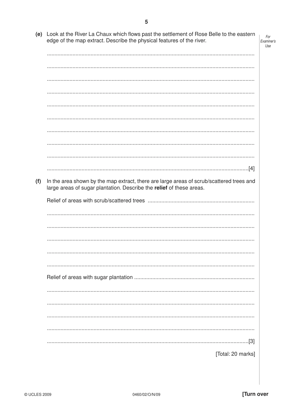 Cambridge IGCSE Geography 0460 2009 Oct/Nov Paper 2 · Variant 1 question paper, page 5 of 16