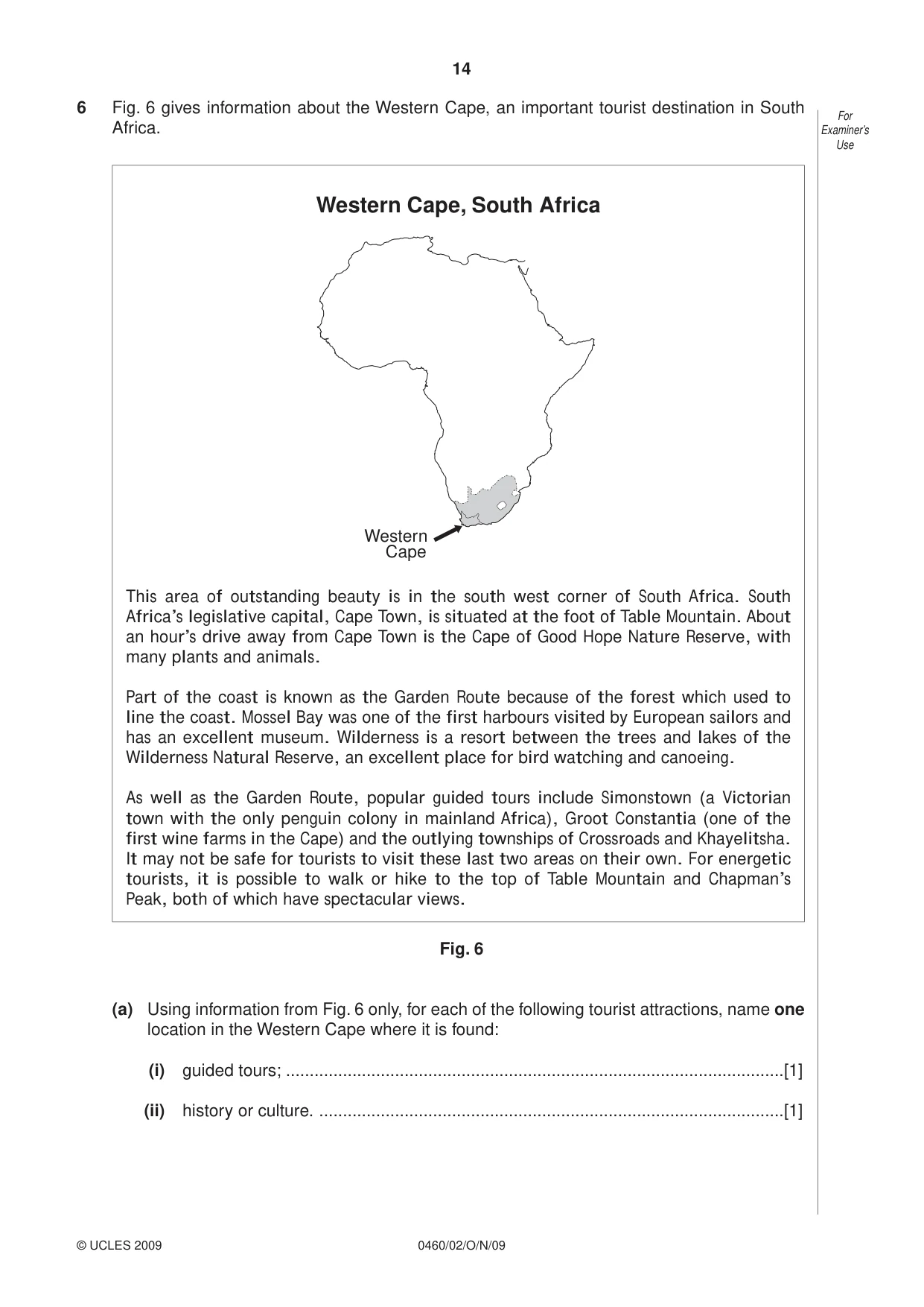 Cambridge IGCSE Geography 0460 2009 Oct/Nov Paper 2 · Variant 1 question paper, page 14 of 16