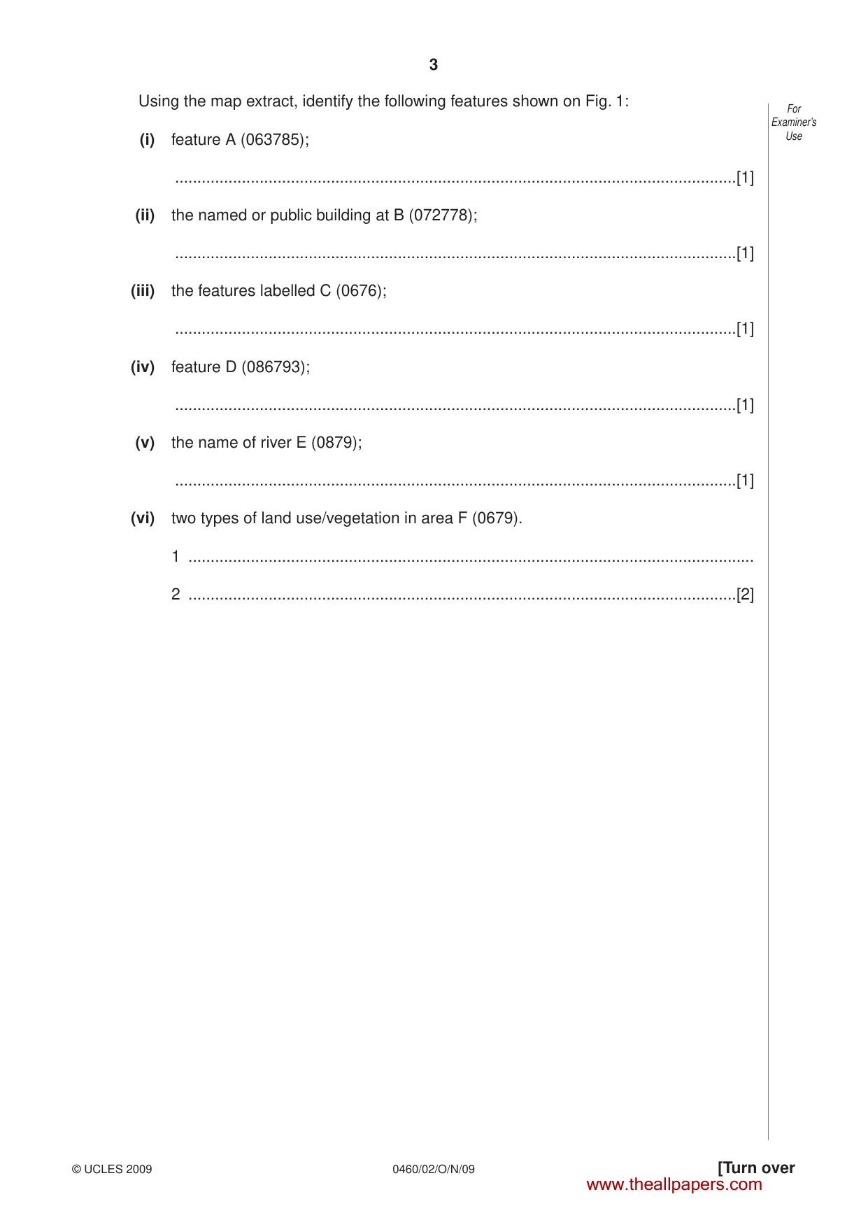 Cambridge IGCSE Geography 0460 2009 Oct/Nov Paper 2 · Variant 0 question paper, page 3 of 16