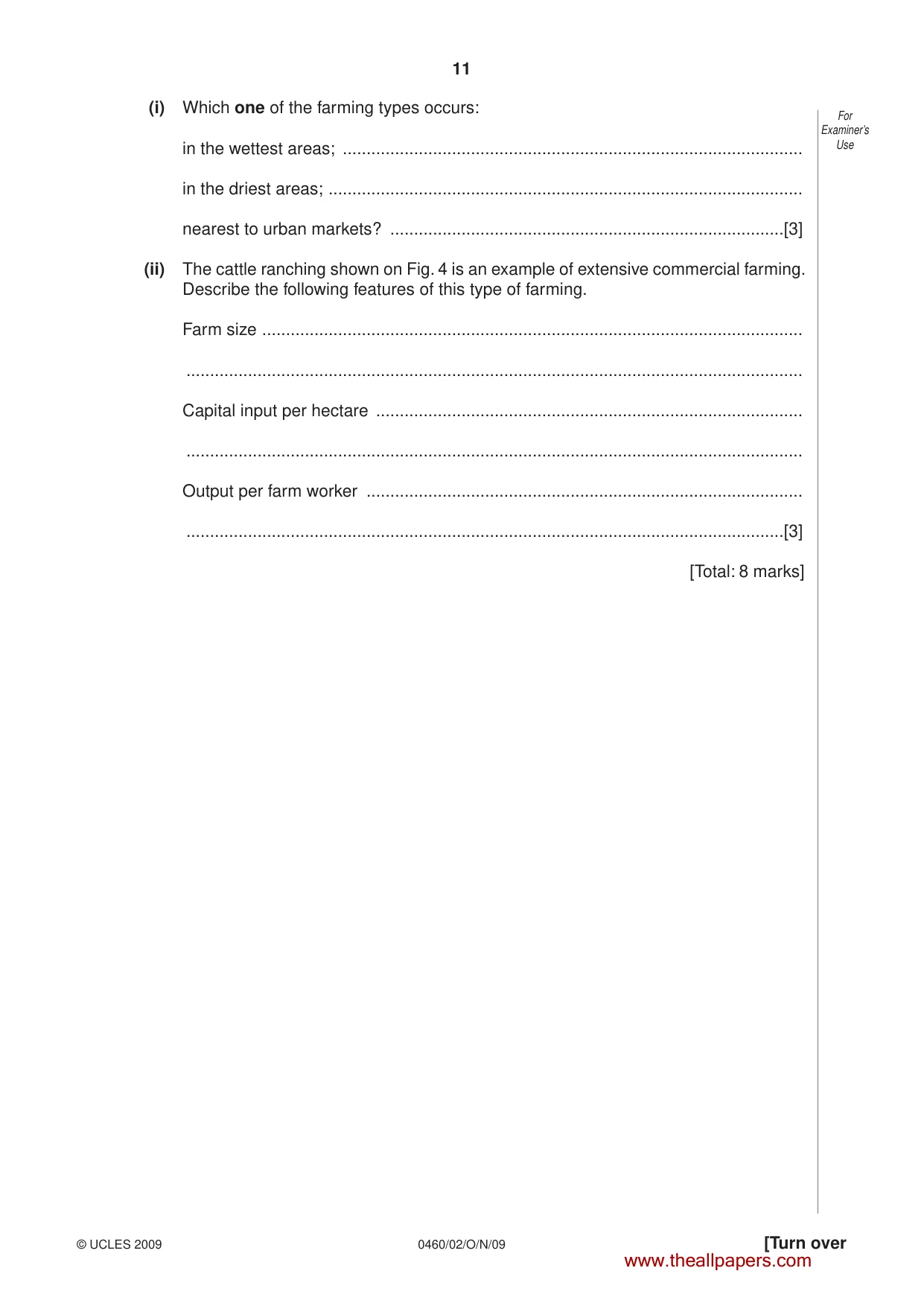 Cambridge IGCSE Geography 0460 2009 Oct/Nov Paper 2 · Variant 0 question paper, page 11 of 16