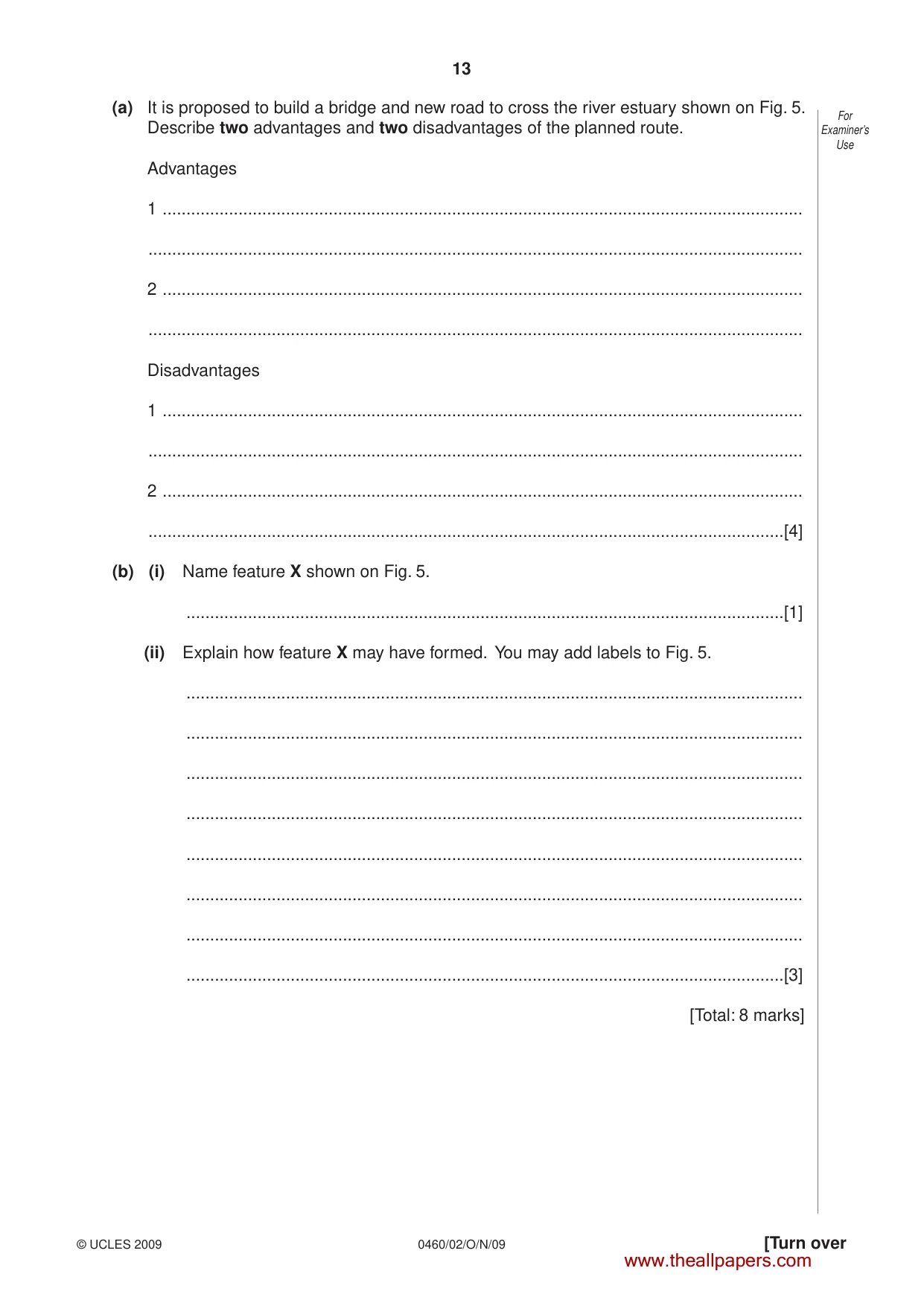 Cambridge IGCSE Geography 0460 2009 Oct/Nov Paper 2 · Variant 0 question paper, page 13 of 16