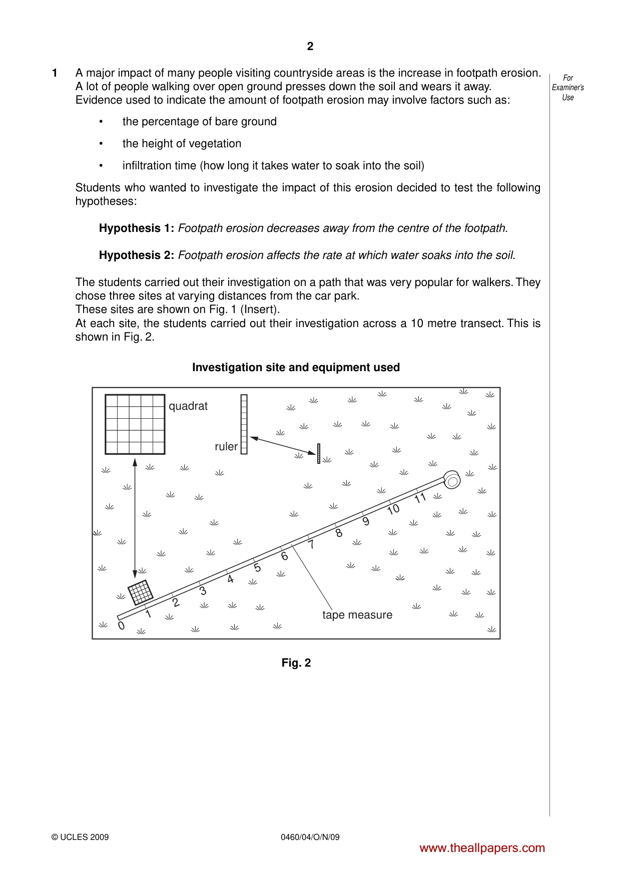 Cambridge IGCSE Geography 0460 2009 Oct/Nov Paper 4 · Variant 1 question paper, page 2 of 16