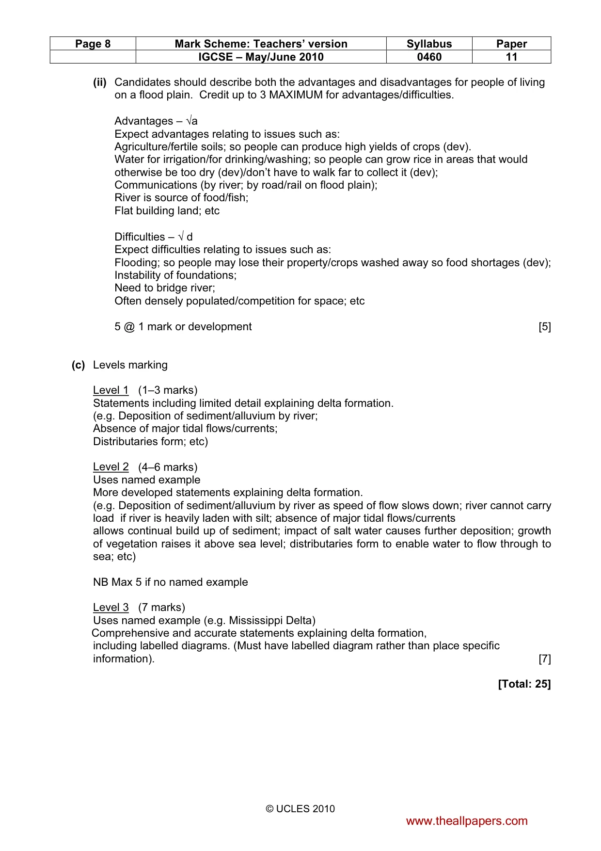 Mark scheme, page 8 of 14