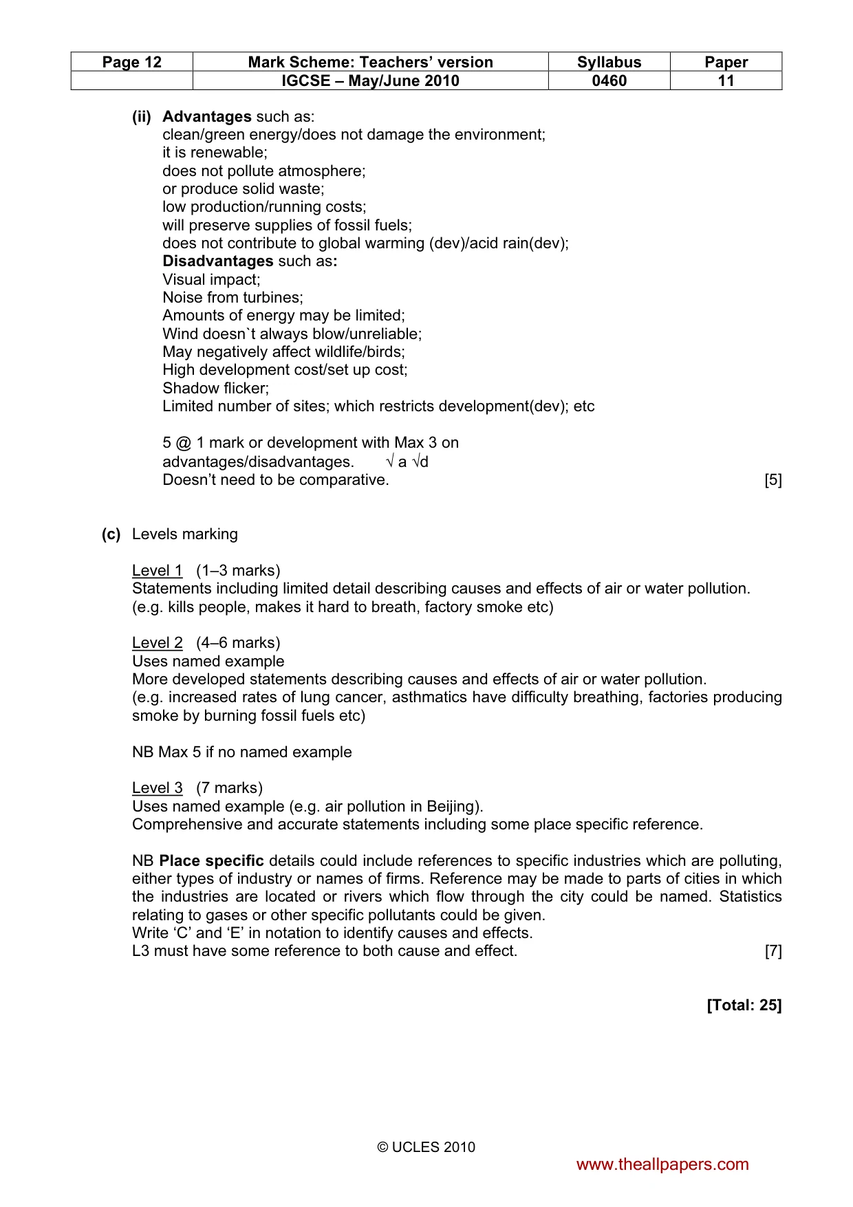 Mark scheme, page 12 of 14