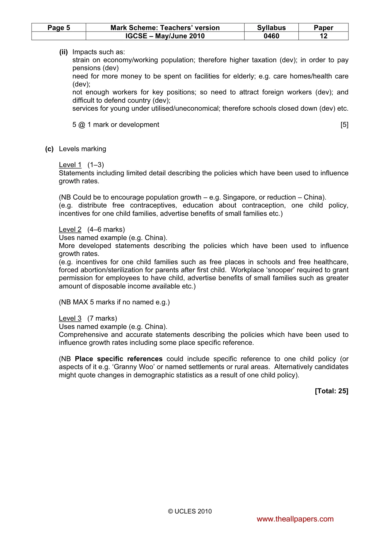 Mark scheme, page 5 of 15
